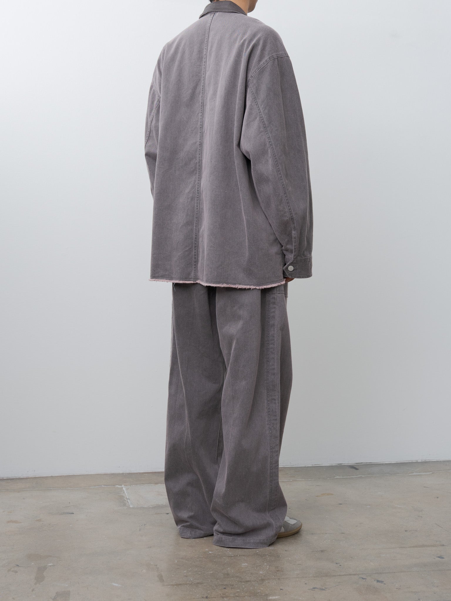 Namu Shop - Yoke Cotton 1tuck Wide-Leg Baker Pants - Dusty Pink