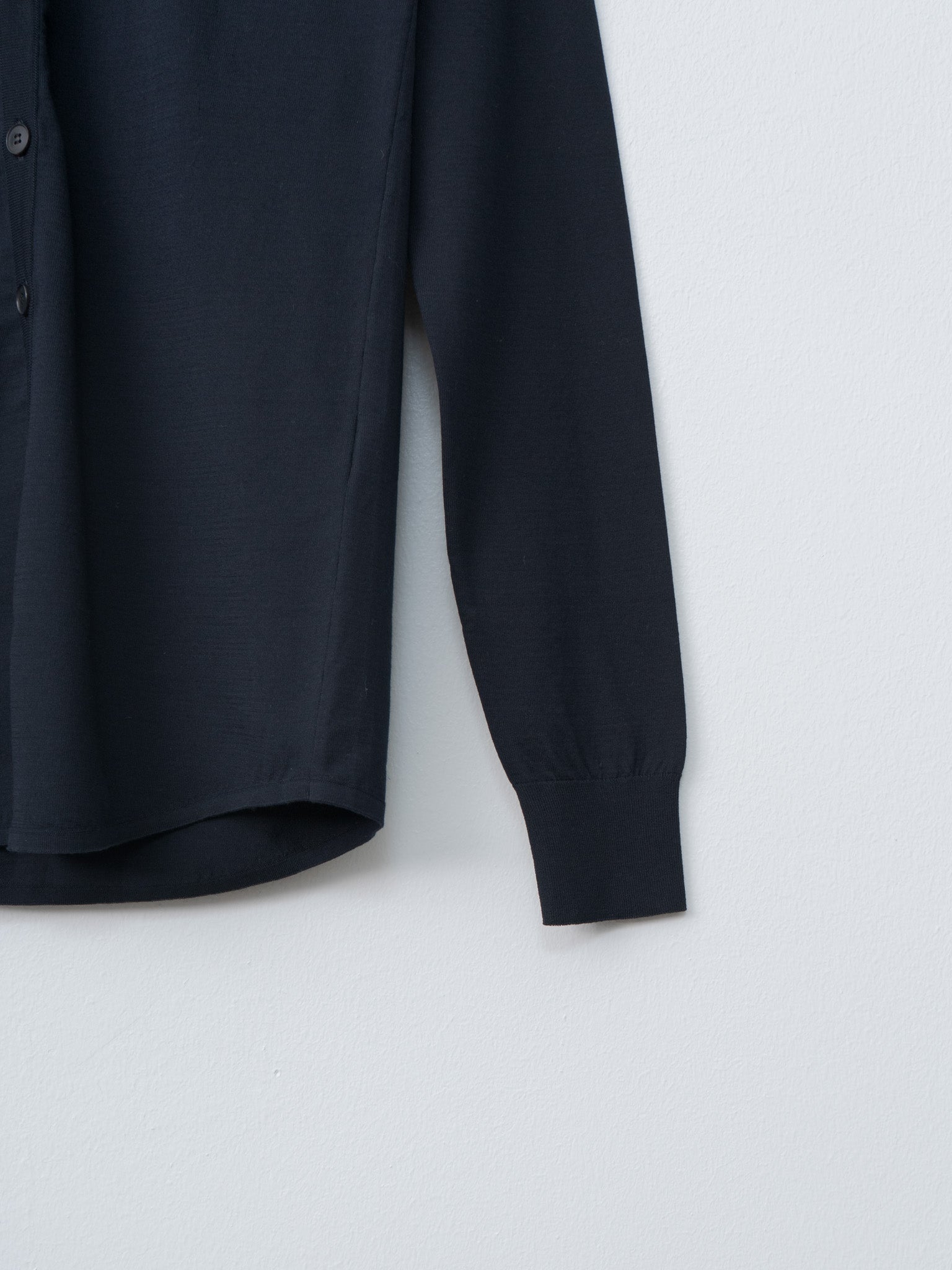 Namu Shop - Auralee Super High Gauge Cotton Knit Shirt Cardigan - Dark Navy