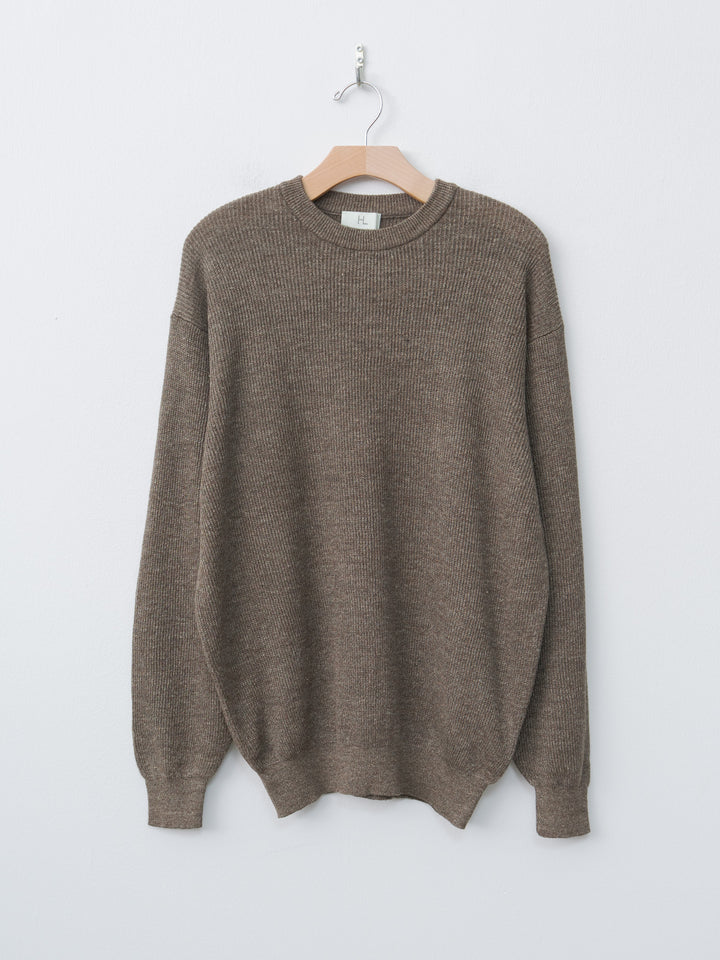 Namu Shop - Herill Linen/Cotton Ribstitch Crewneck Knit - Brown