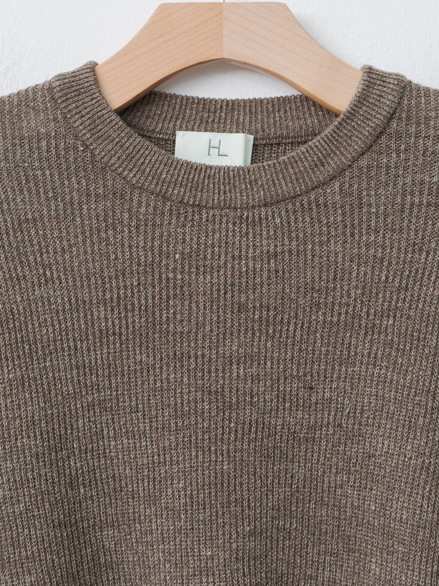 Namu Shop - Herill Linen/Cotton Ribstitch Crewneck Knit - Brown