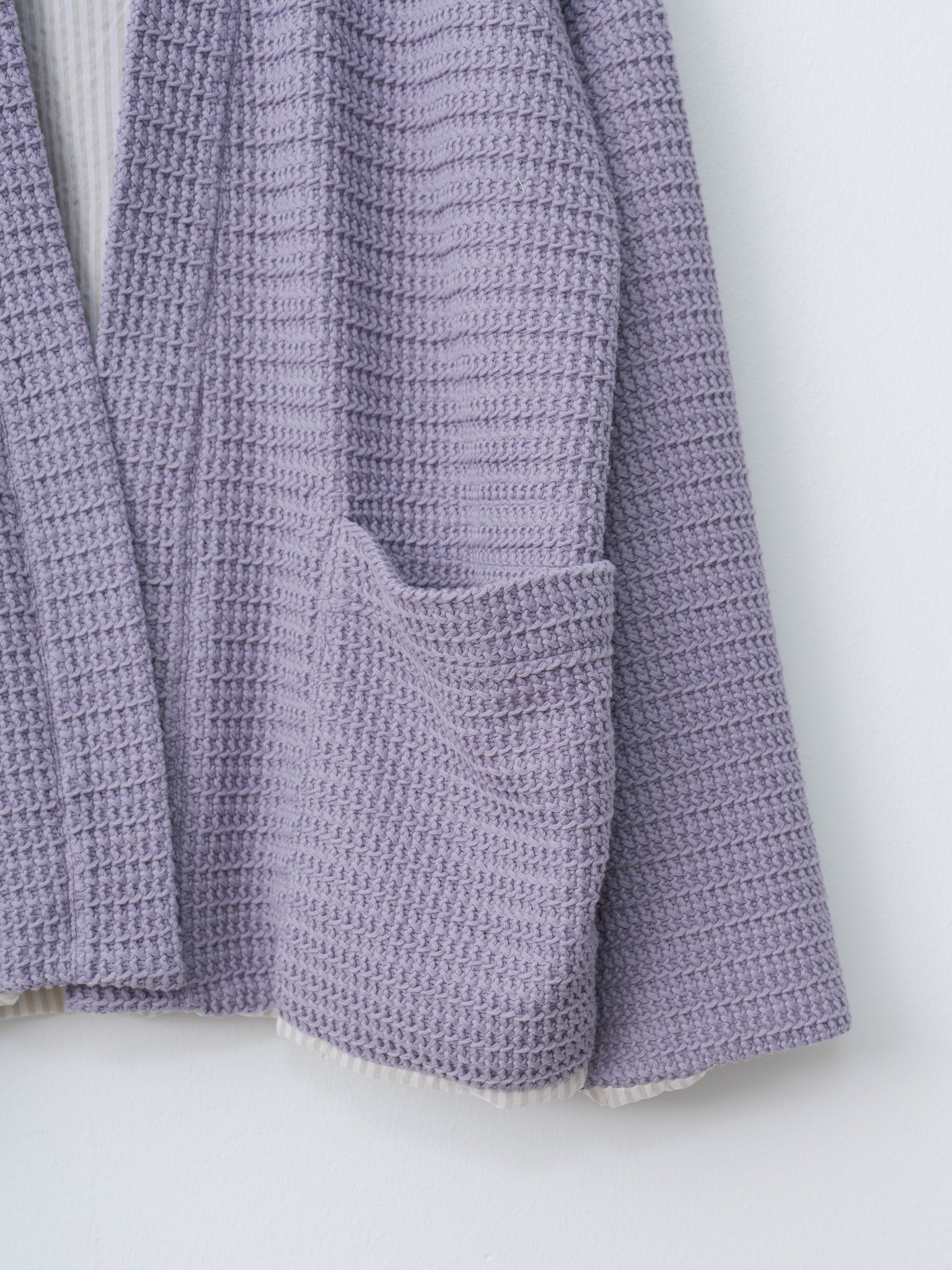 Namu Shop - ts(s) Cotton Poly Russell Knitting Jersey Lined Easy Cardigan - Lavender
