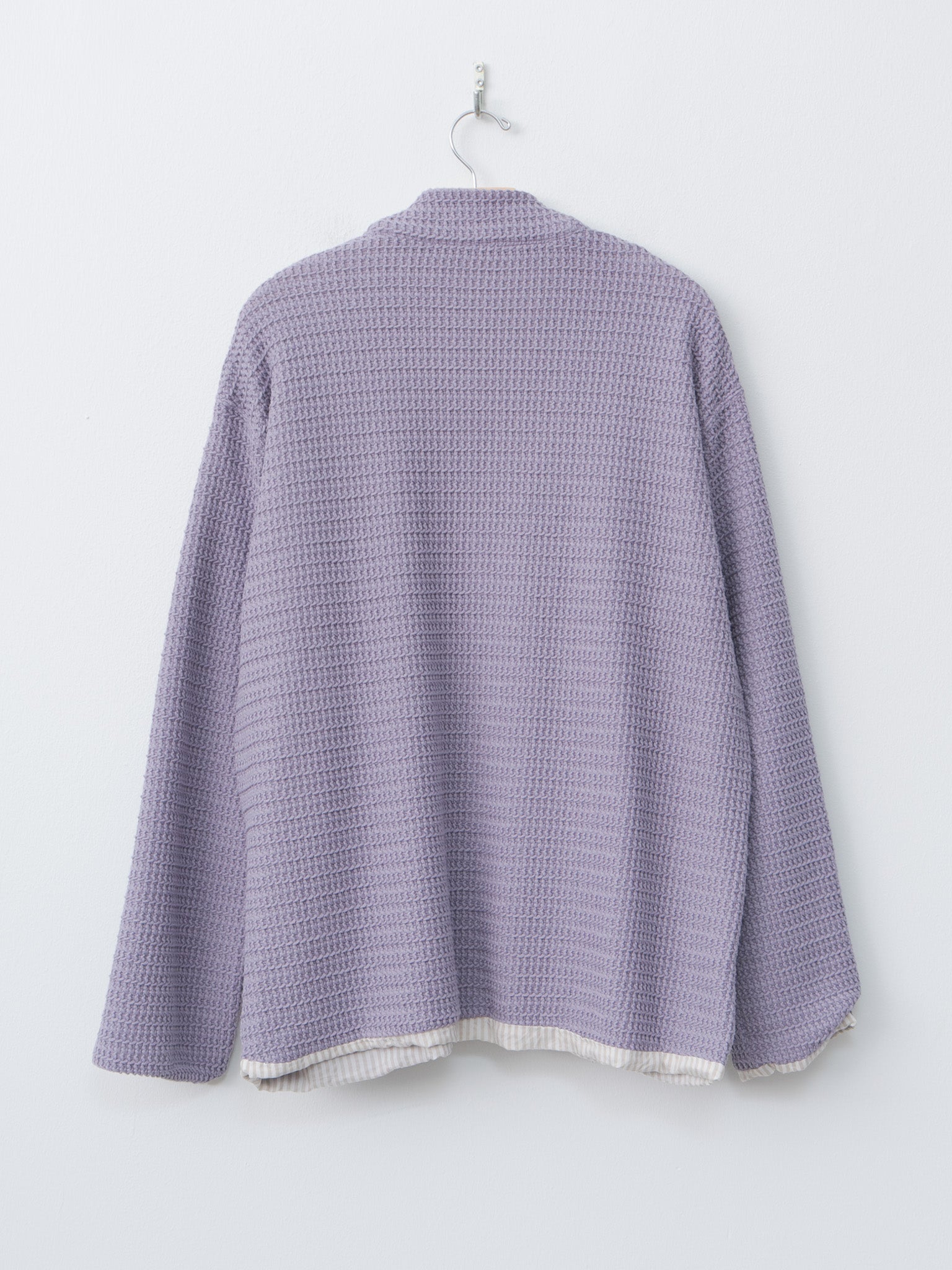 Namu Shop - ts(s) Cotton Poly Russell Knitting Jersey Lined Easy Cardigan - Lavender