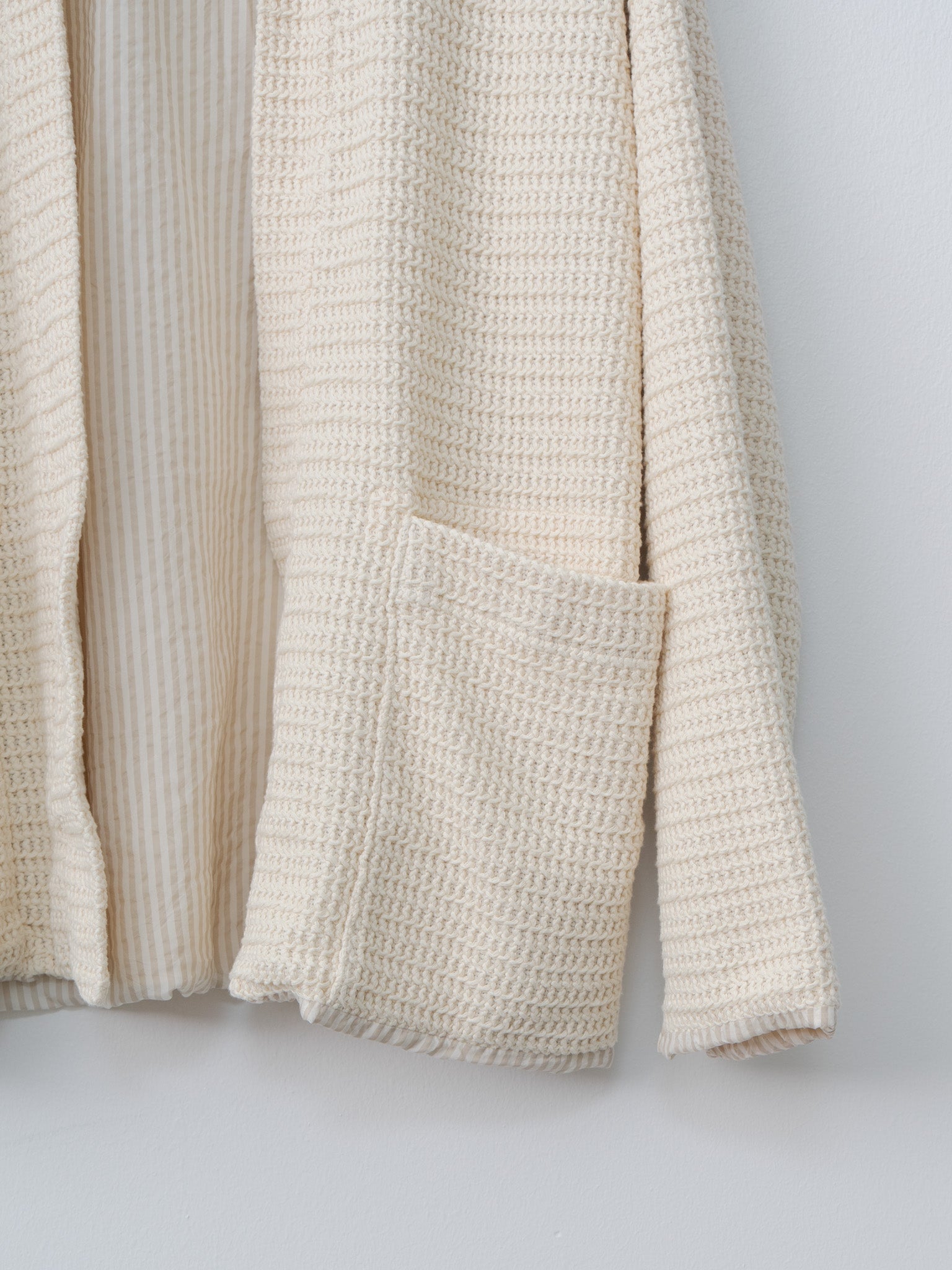 Namu Shop - ts(s) Cotton Poly Russell Knitting Jersey Lined Easy Cardigan - Cream