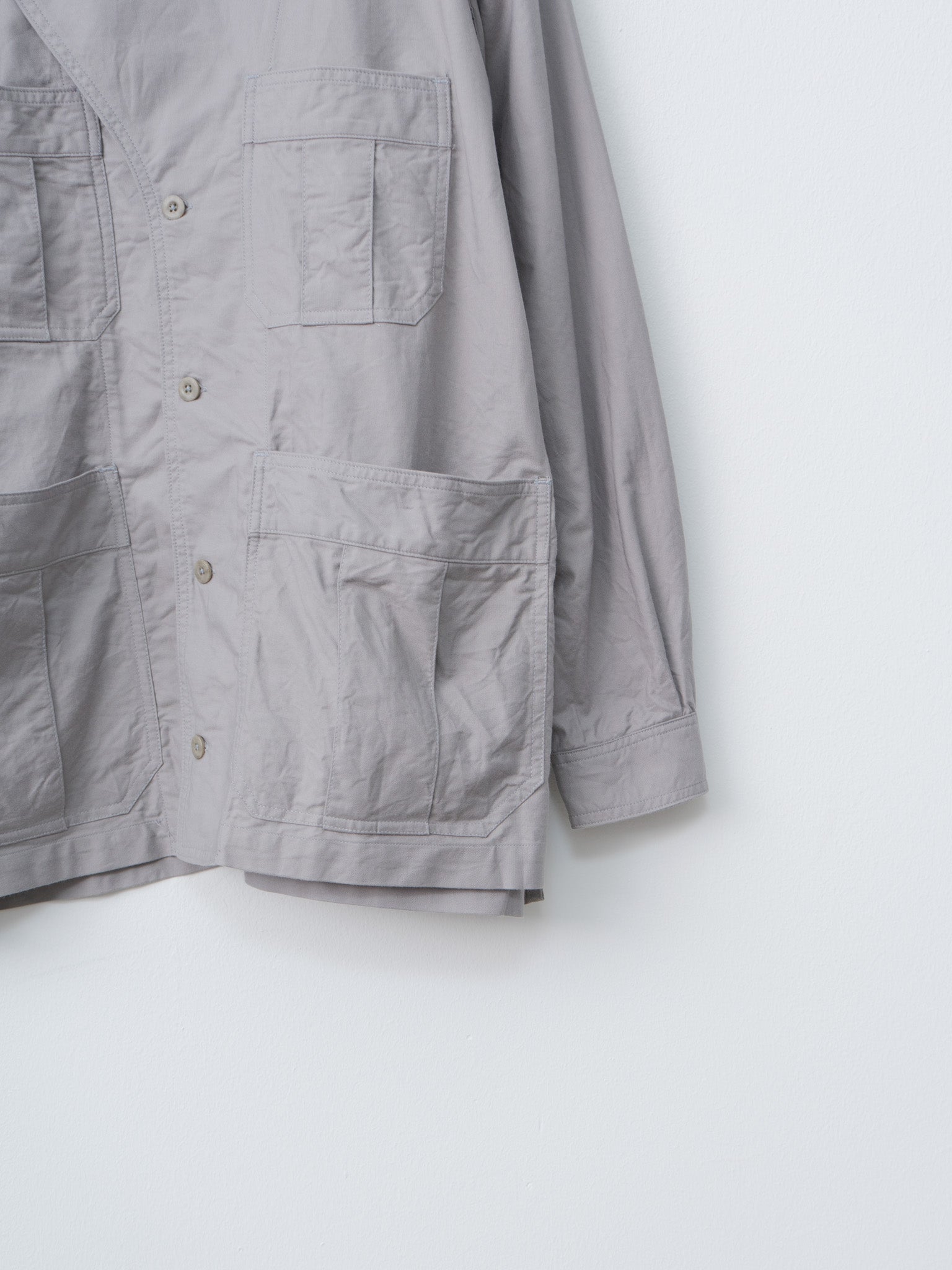 Namu Shop - ts(s) Smoky Color Cotton Oxford Military Shirt Jacket - Gray