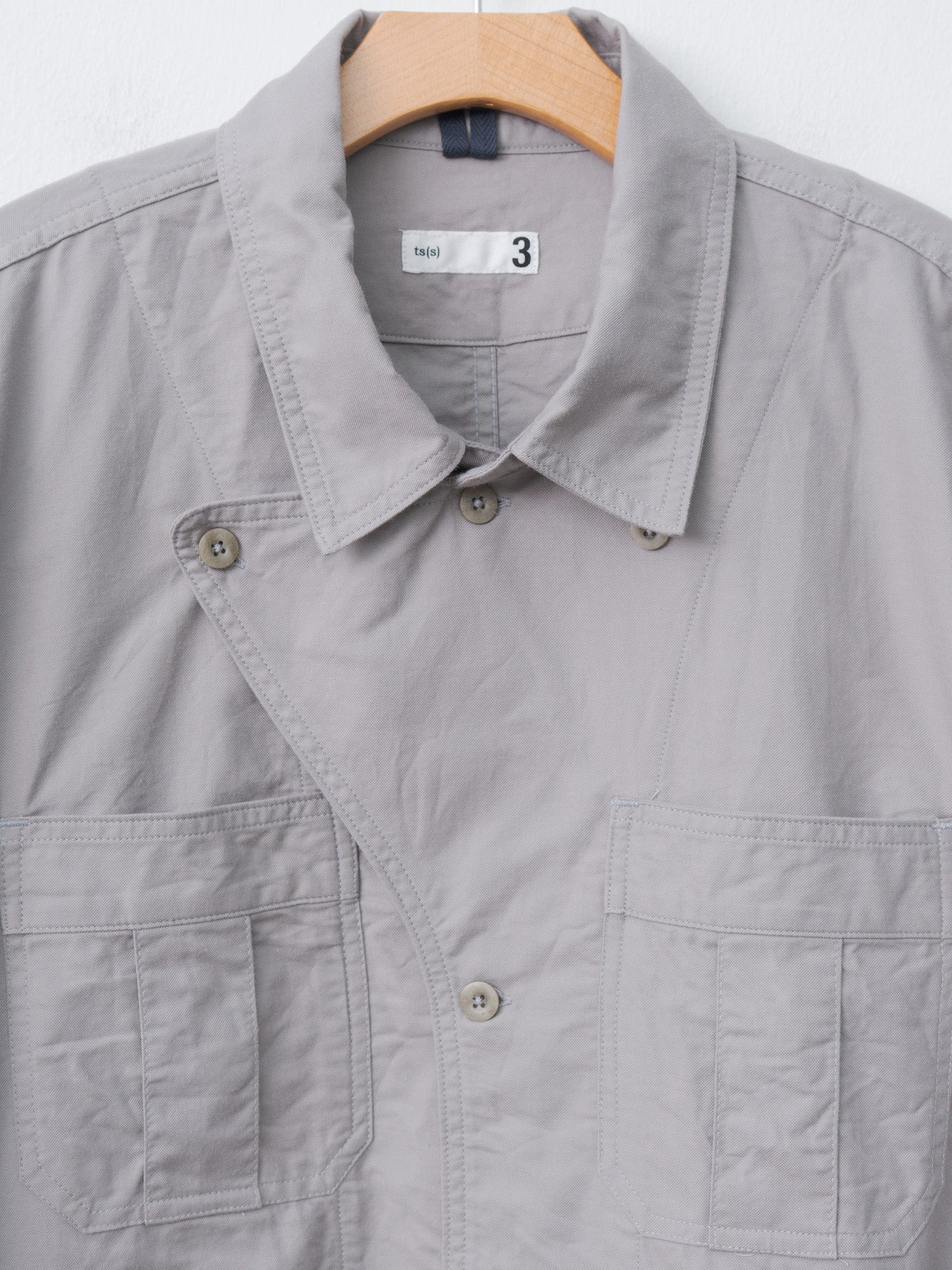 Namu Shop - ts(s) Smoky Color Cotton Oxford Military Shirt Jacket - Gray