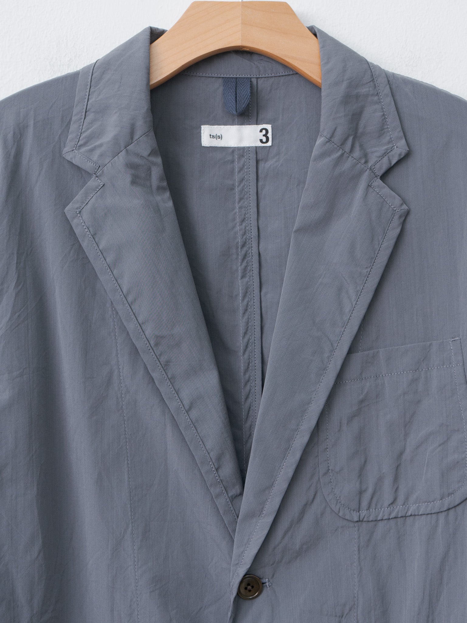Namu Shop - ts(s) Cotton Silk Chambray Poplin Piping Jacket - Charcoal