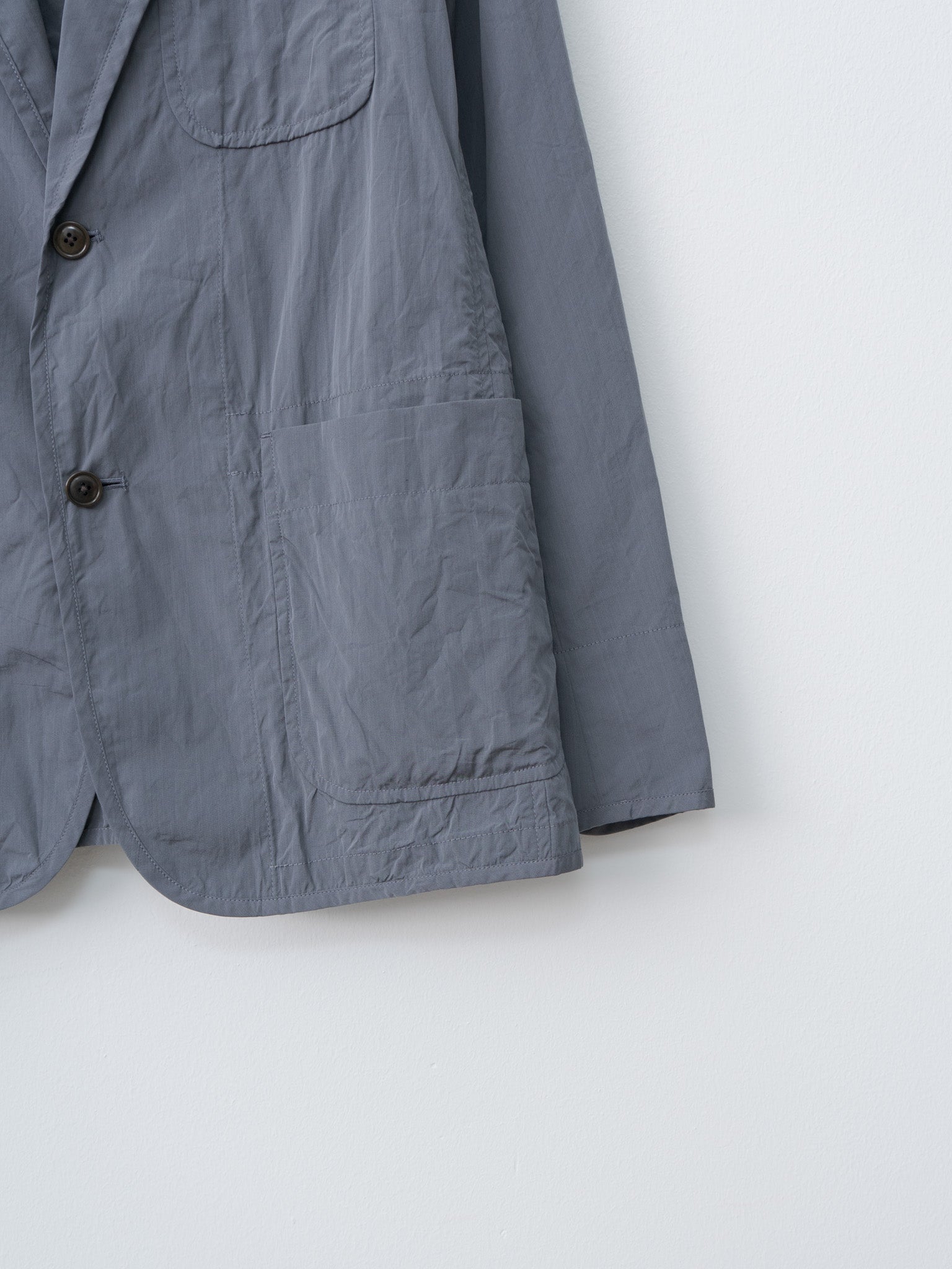 Namu Shop - ts(s) Cotton Silk Chambray Poplin Piping Jacket - Charcoal