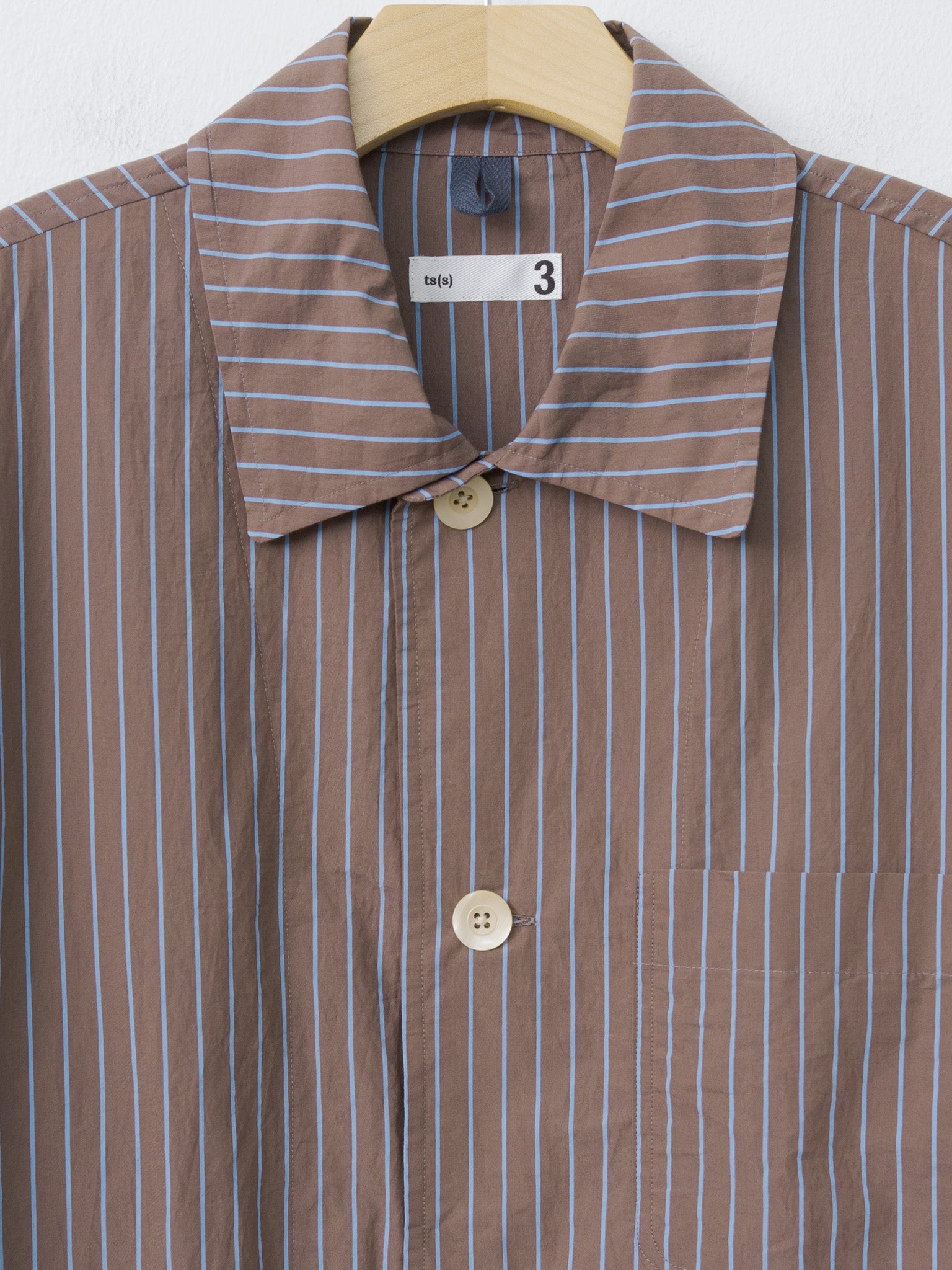 Namu Shop - ts(s) Stripe Cotton Nylon Cloth Jacket Shirt - Brown