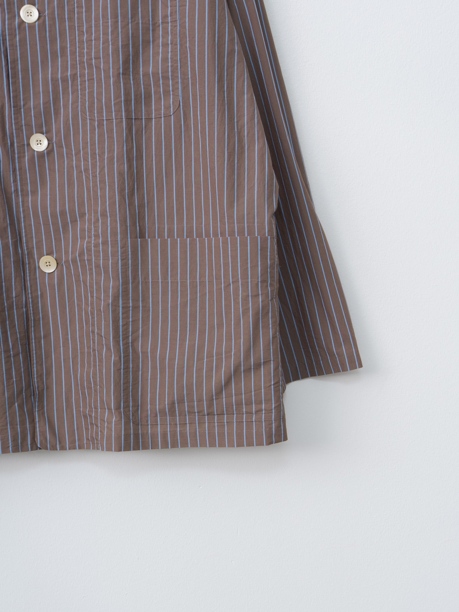 Namu Shop - ts(s) Stripe Cotton Nylon Cloth Jacket Shirt - Brown