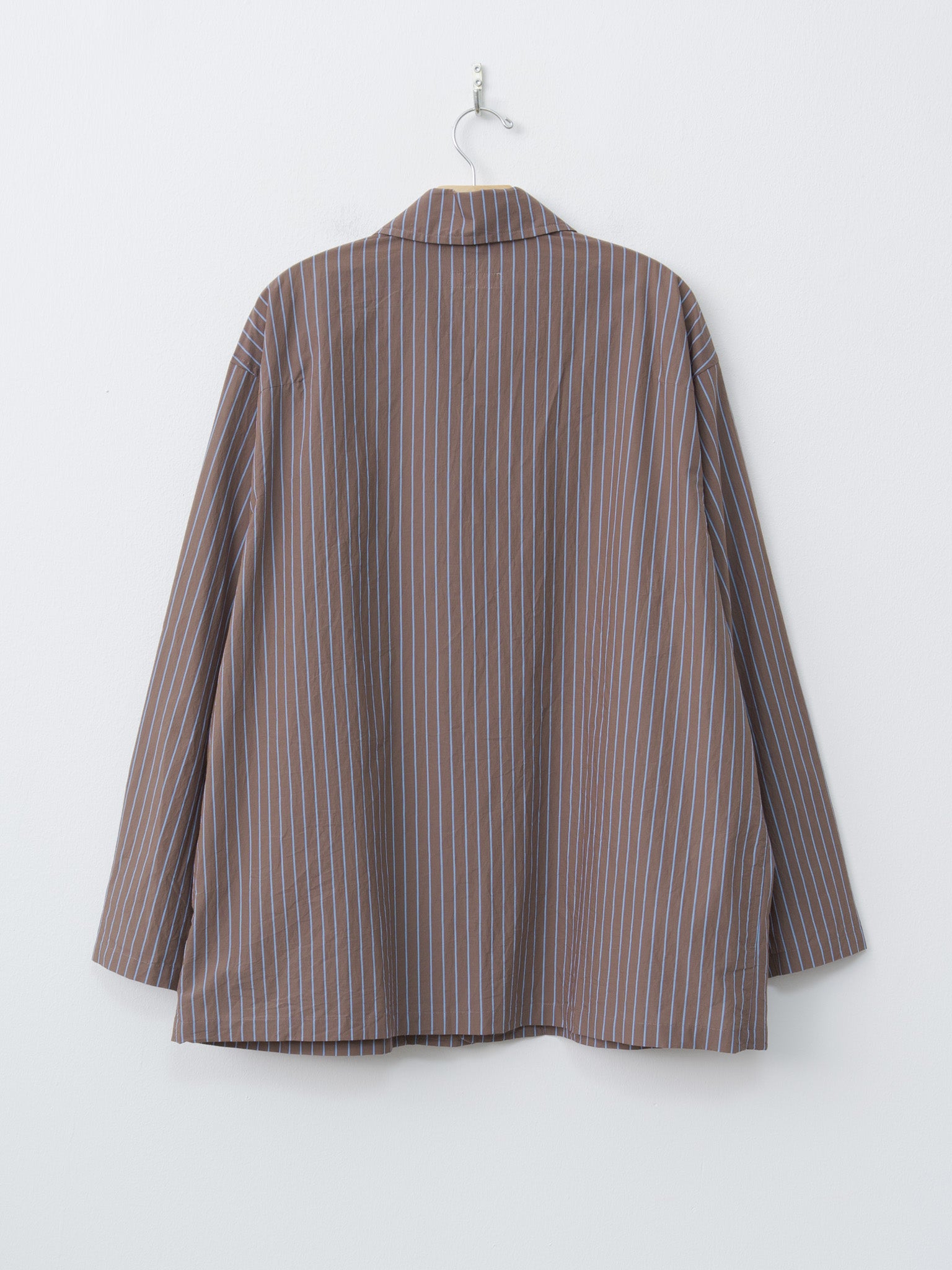 Namu Shop - ts(s) Stripe Cotton Nylon Cloth Jacket Shirt - Brown