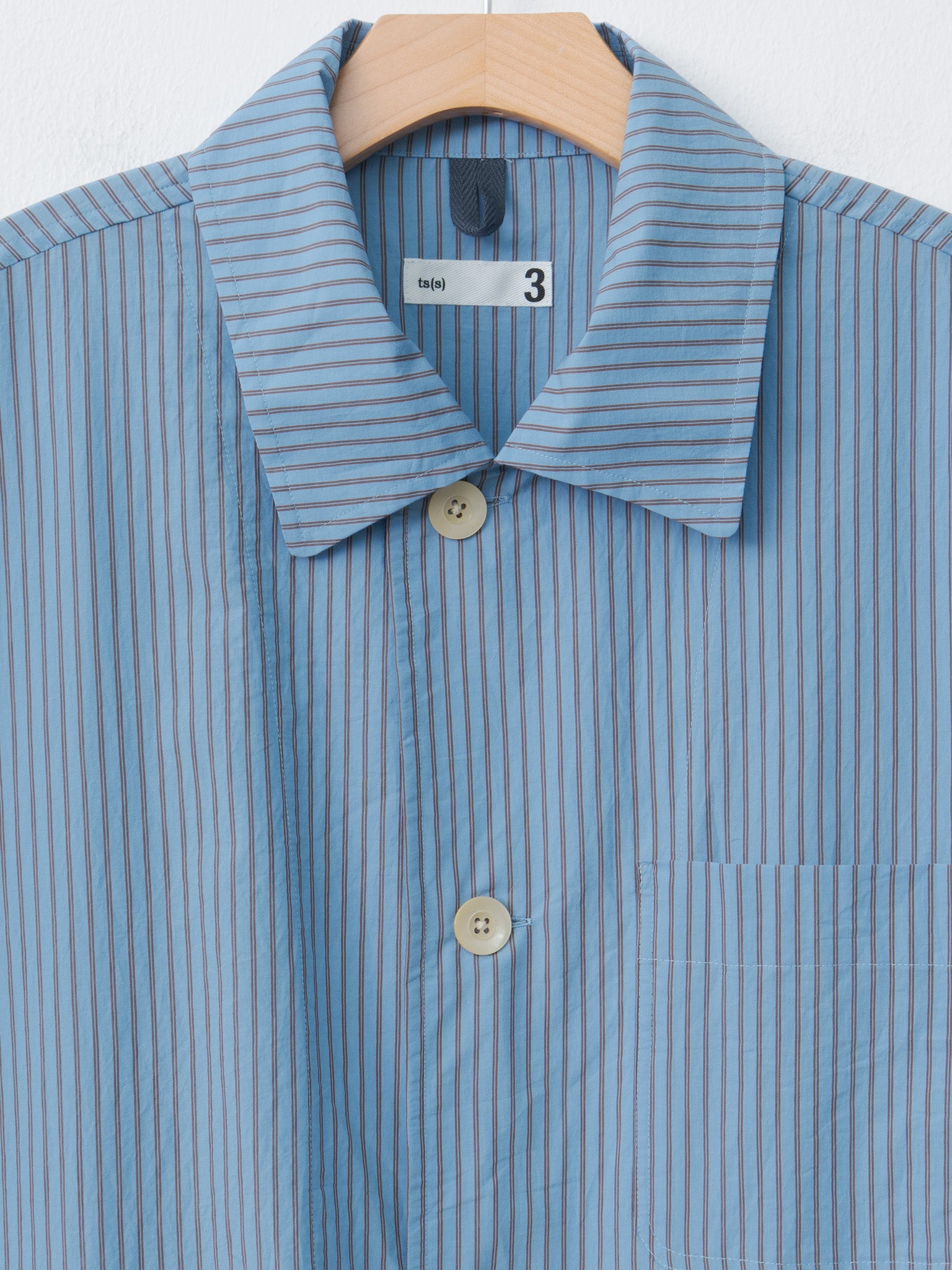 Namu Shop - ts(s) Stripe Cotton Nylon Cloth Jacket Shirt - Blue
