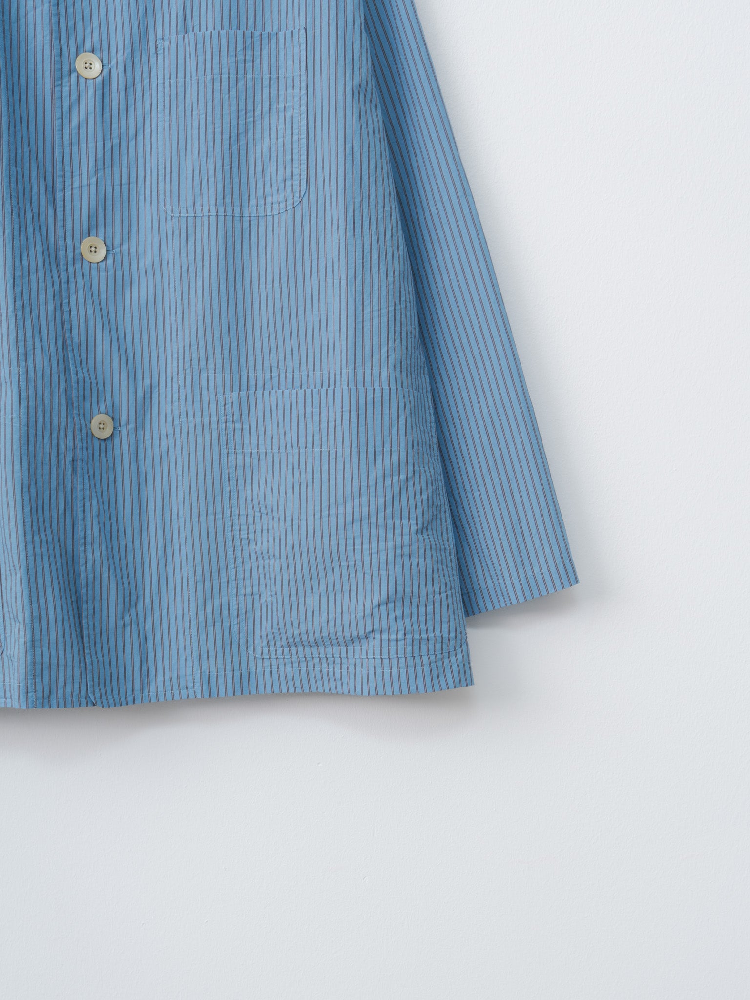 Namu Shop - ts(s) Stripe Cotton Nylon Cloth Jacket Shirt - Blue