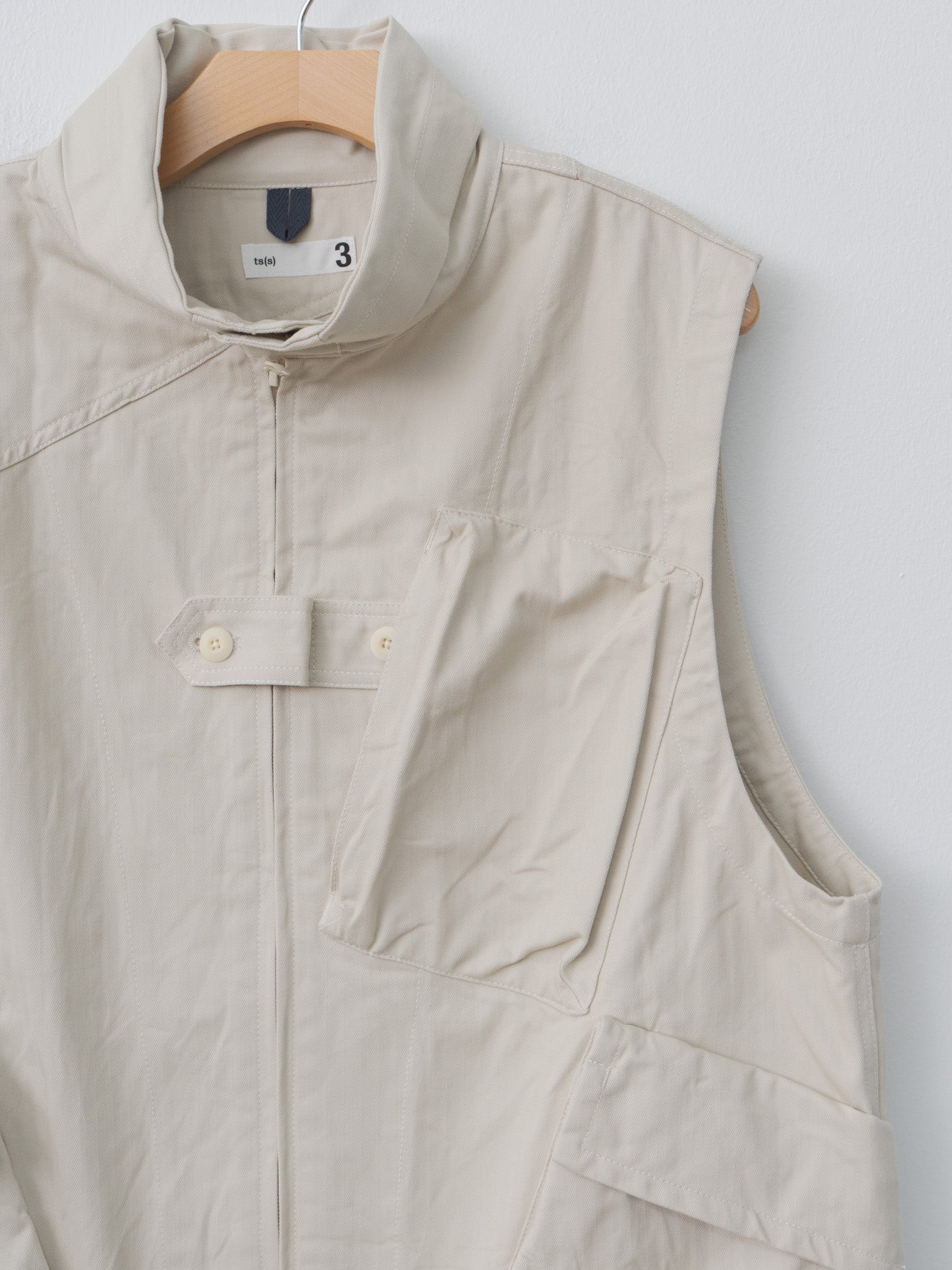 Namu Shop - ts(s) Organic Cotton Herringbone Messenger Vest - Ivory