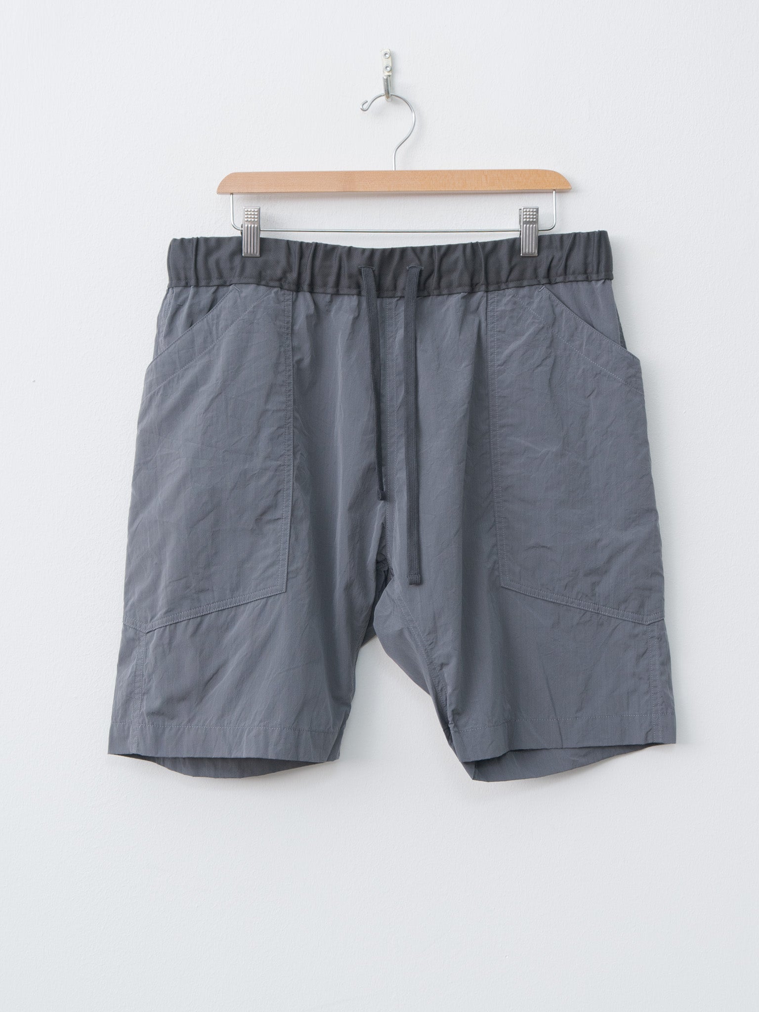 Namu Shop - ts(s) Cotton Silk Chambray Poplin Loose Fit Shorts - Charcoal