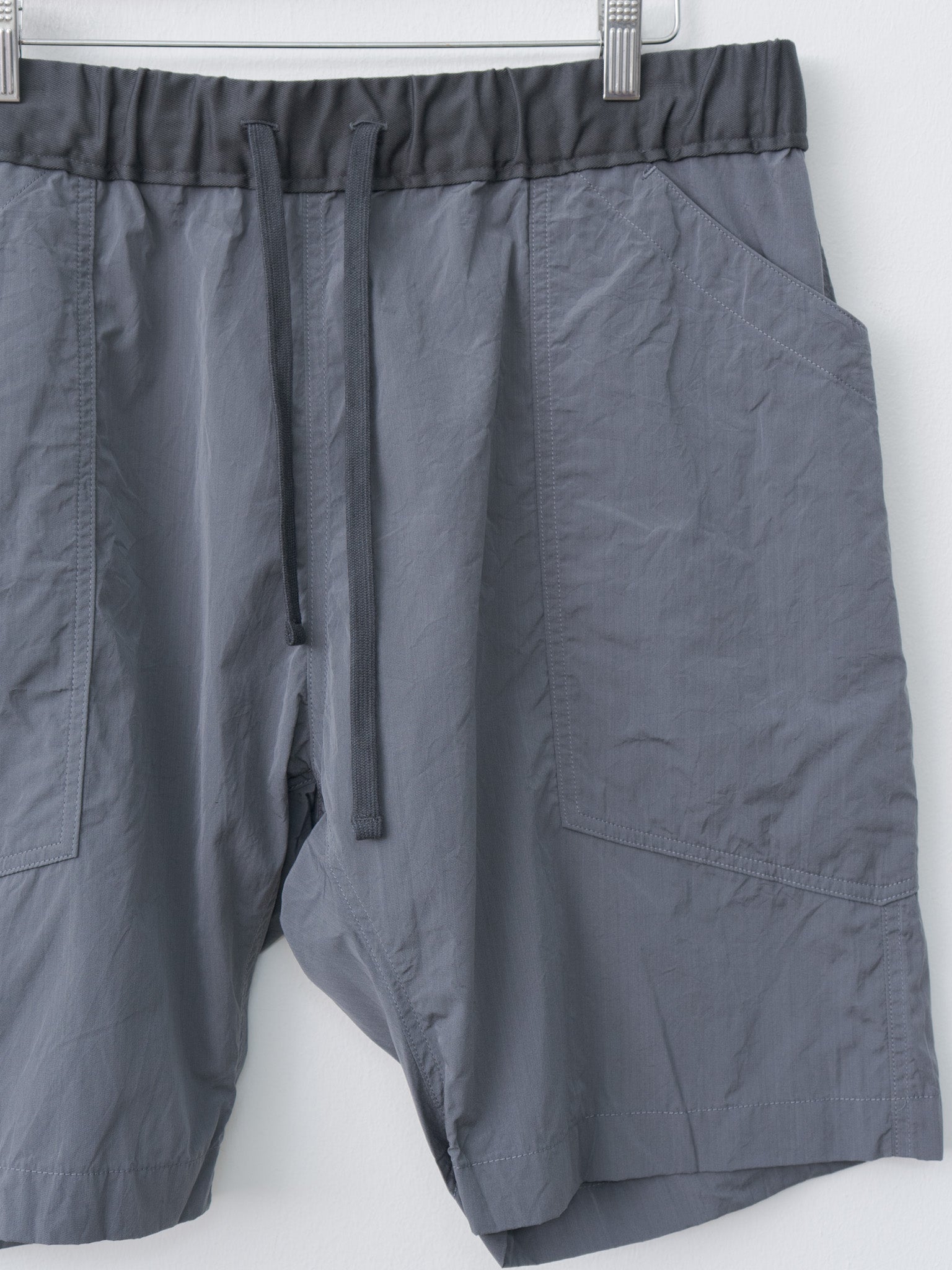 Namu Shop - ts(s) Cotton Silk Chambray Poplin Loose Fit Shorts - Charcoal