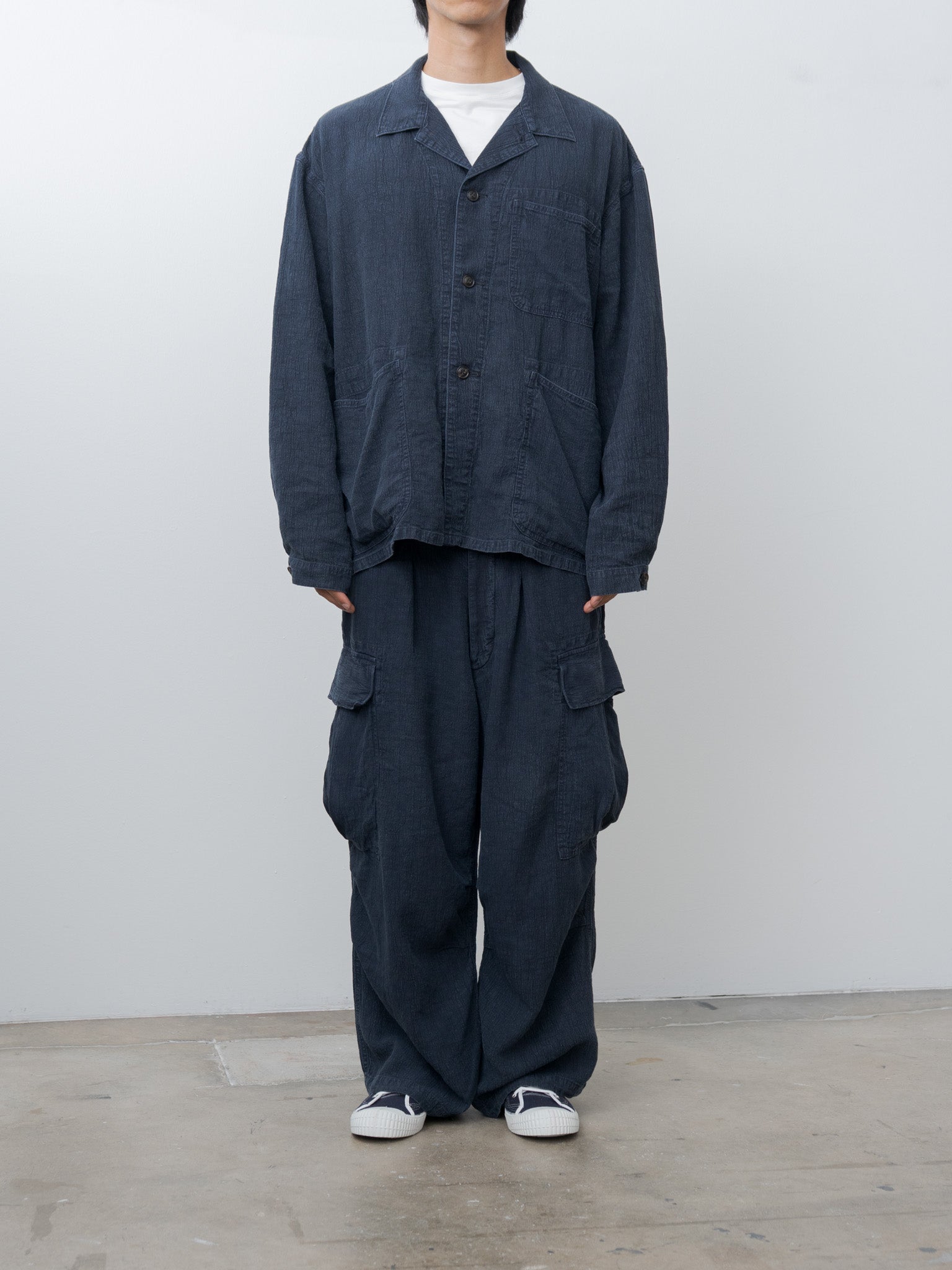 Namu Shop - Herill Linen Jungle Fatigue Pants - Navy