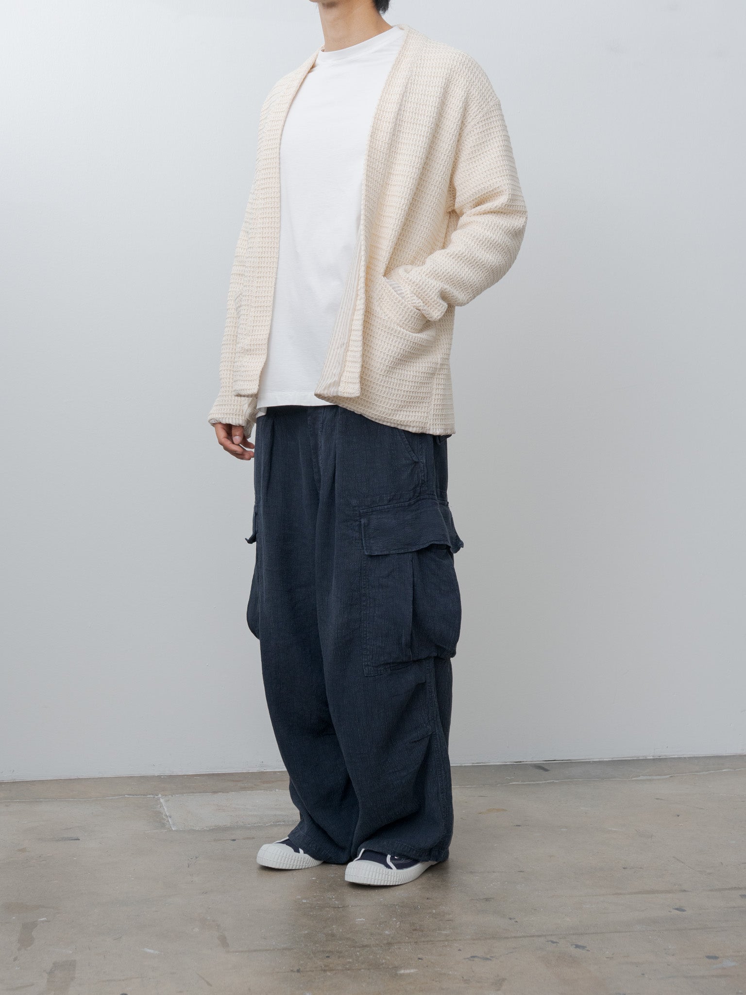 Namu Shop - ts(s) Cotton Poly Russell Knitting Jersey Lined Easy Cardigan - Cream