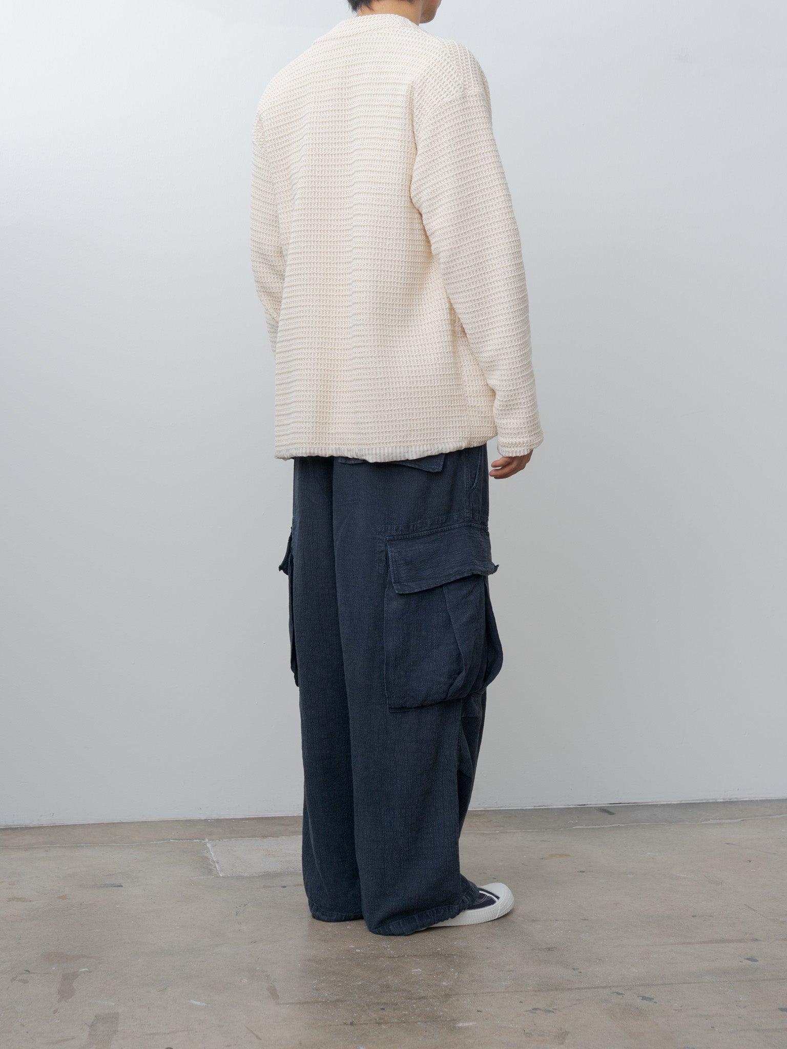 Namu Shop - ts(s) Cotton Poly Russell Knitting Jersey Lined Easy Cardigan - Cream