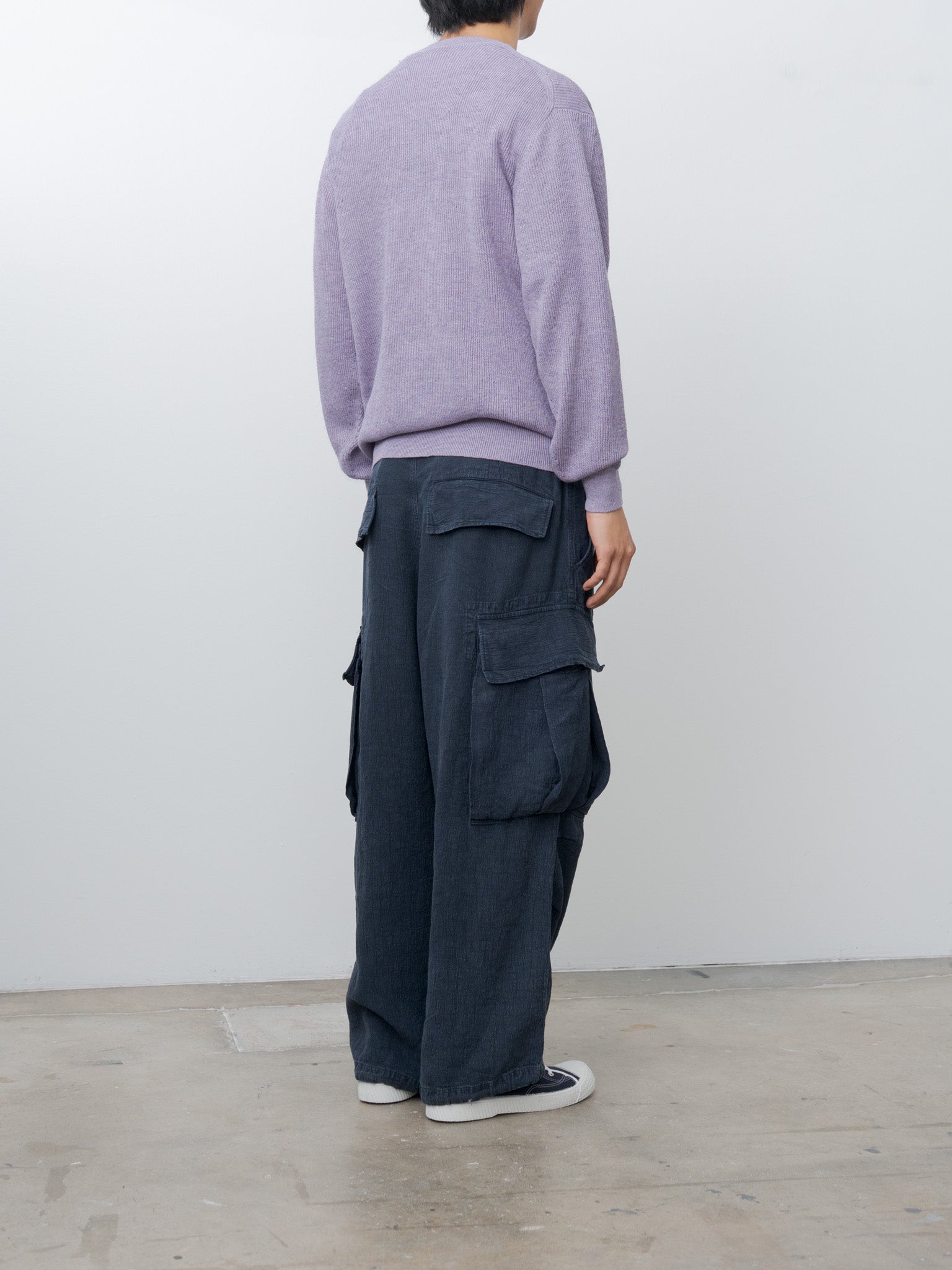 Namu Shop - Herill Linen/Cotton Ribstitch Crewneck Knit - Lavender