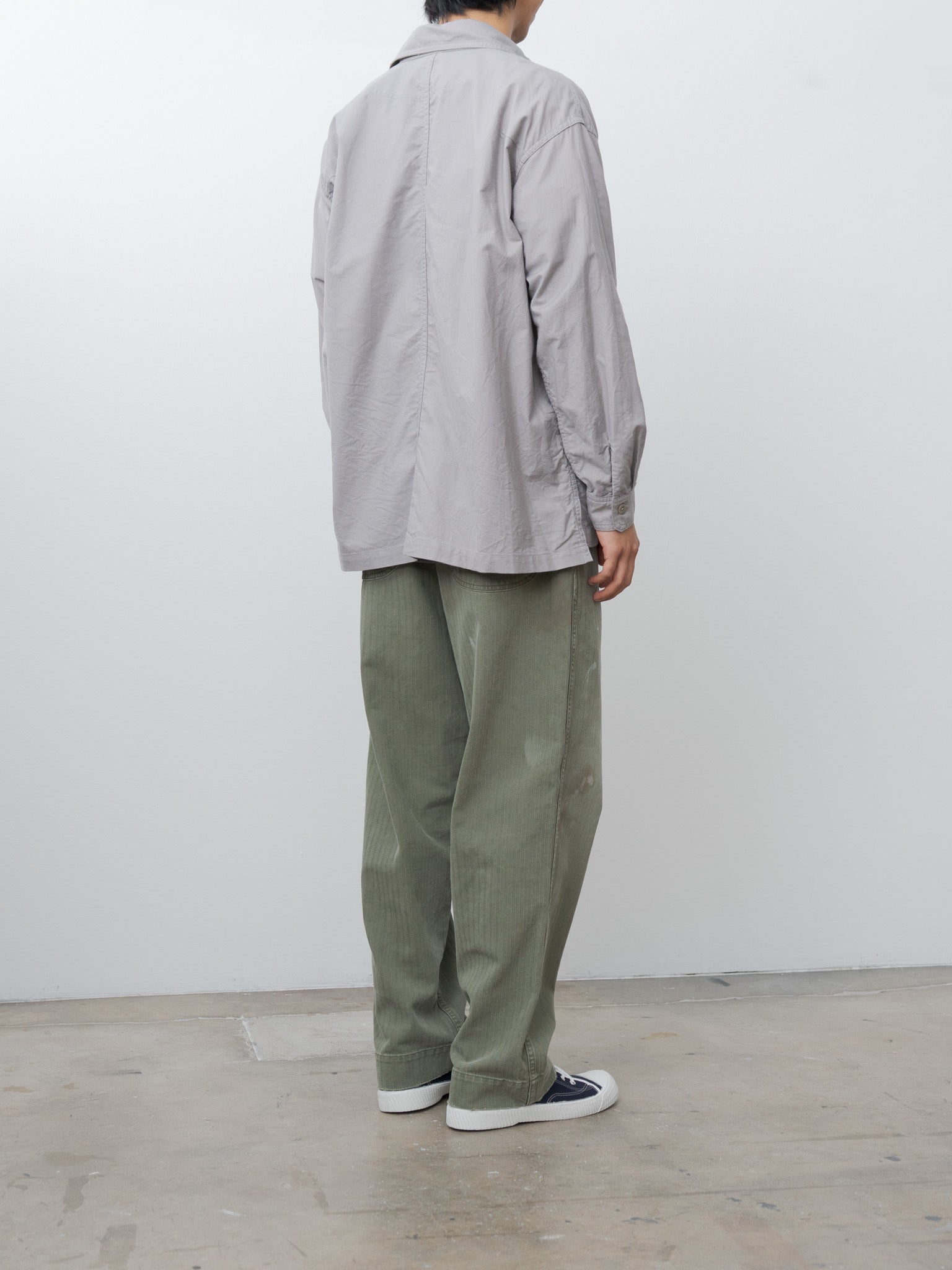 Namu Shop - ts(s) Smoky Color Cotton Oxford Military Shirt Jacket - Gray