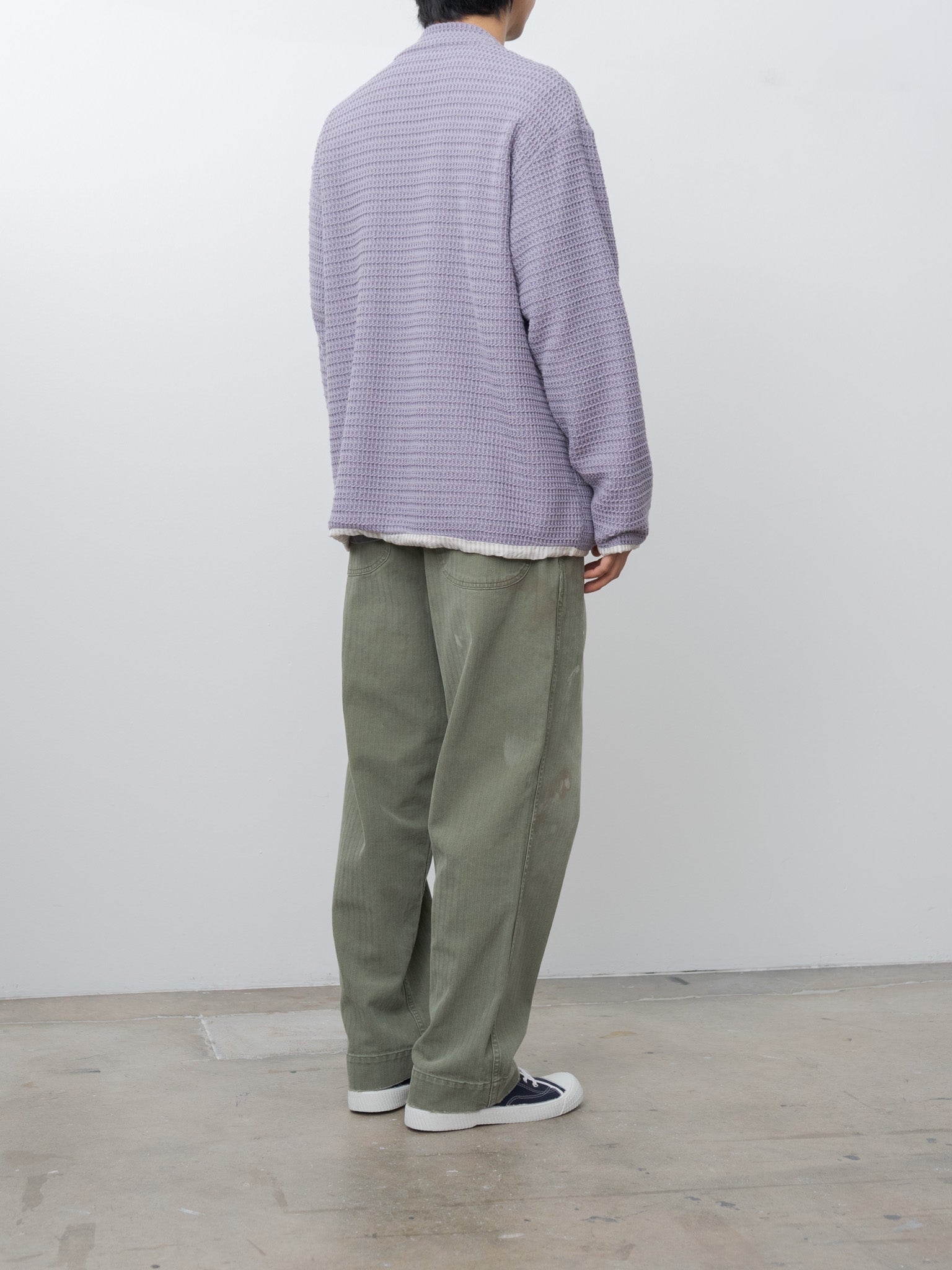 Namu Shop - ts(s) Cotton Poly Russell Knitting Jersey Lined Easy Cardigan - Lavender