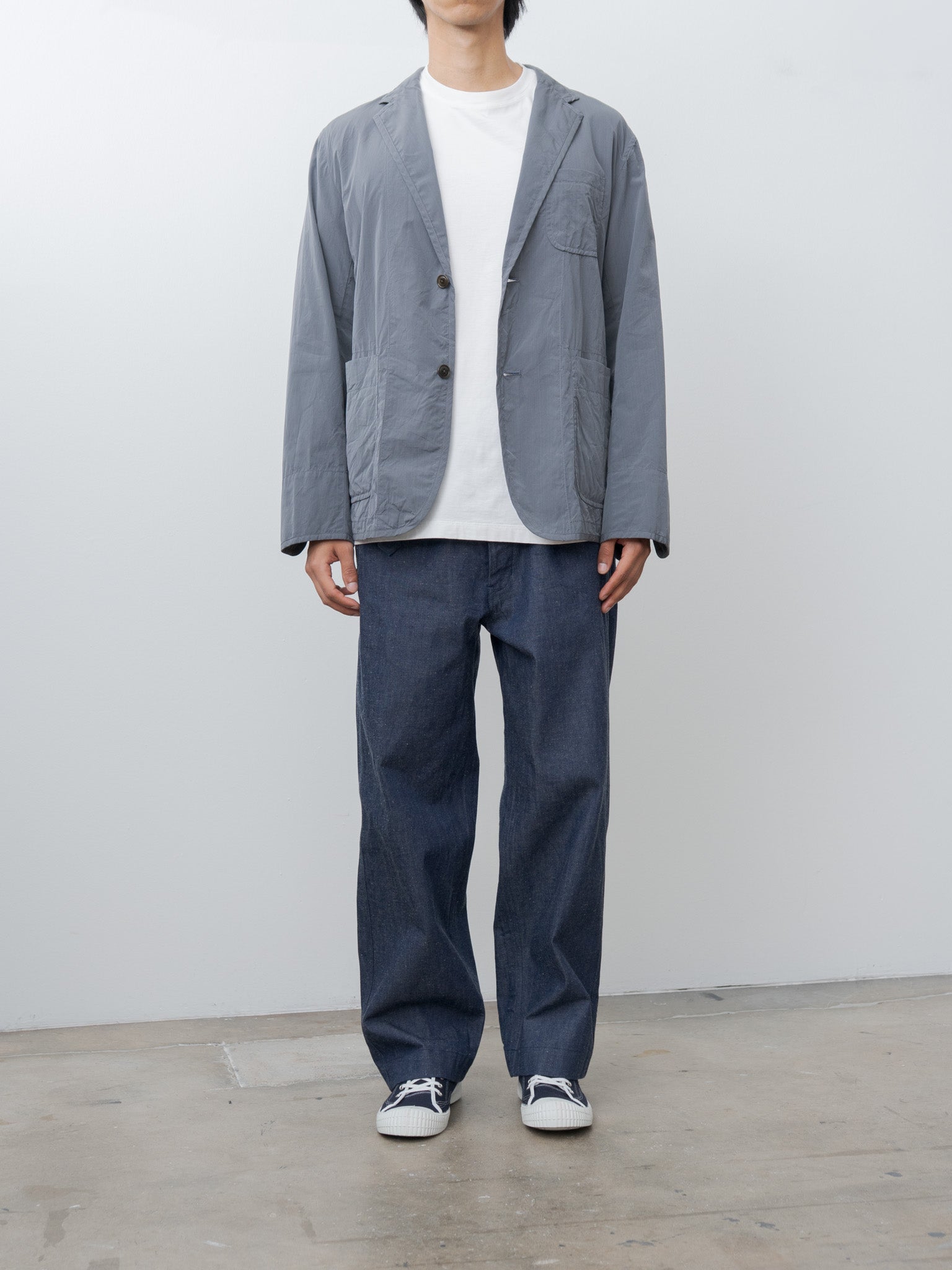 Namu Shop - ts(s) Cotton Silk Chambray Poplin Piping Jacket - Charcoal