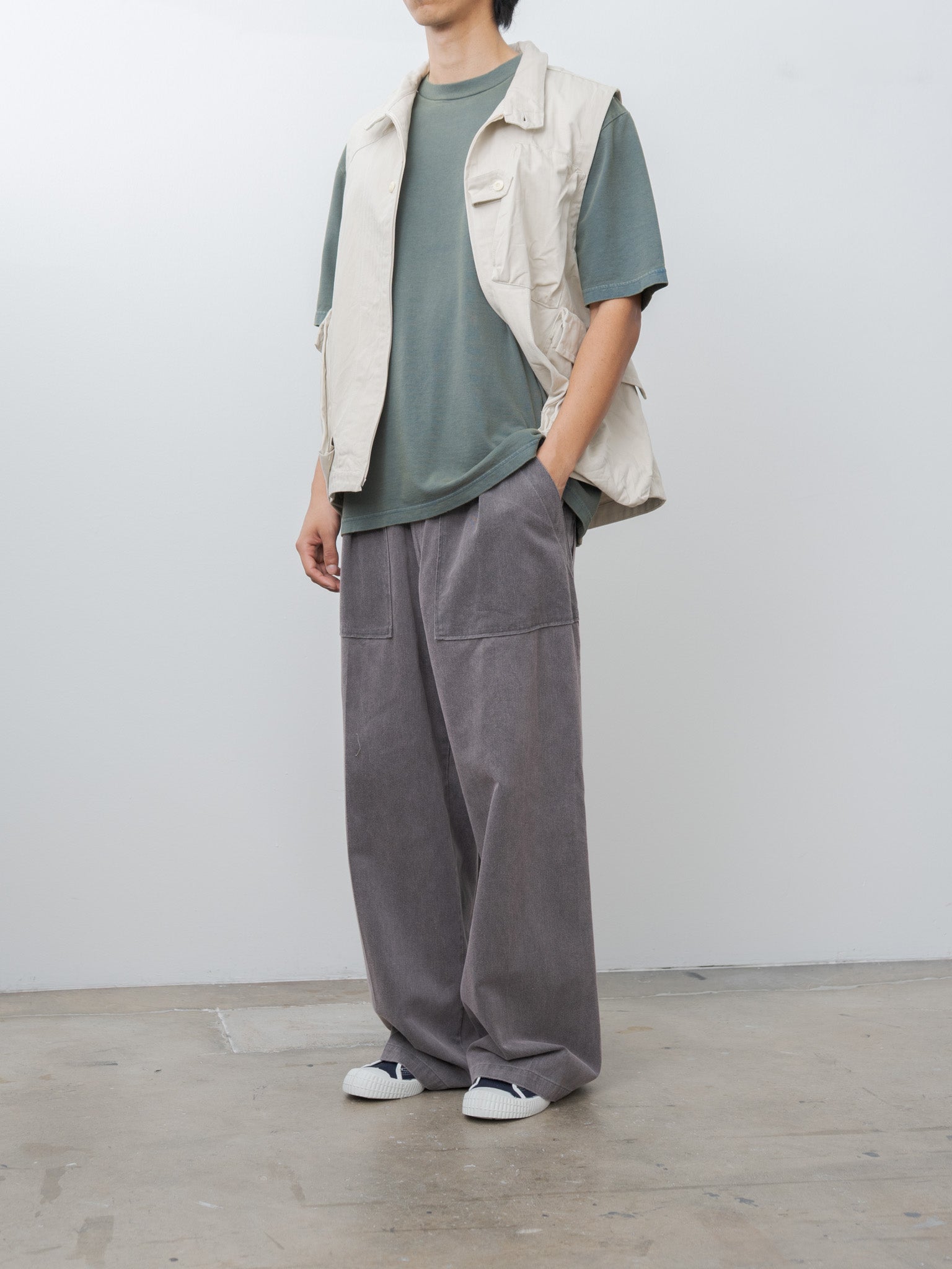 Namu Shop - ts(s) Organic Cotton Herringbone Messenger Vest - Ivory