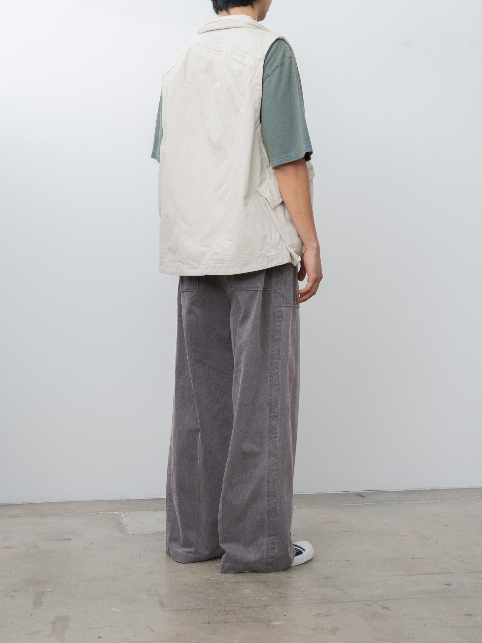 Namu Shop - ts(s) Organic Cotton Herringbone Messenger Vest - Ivory