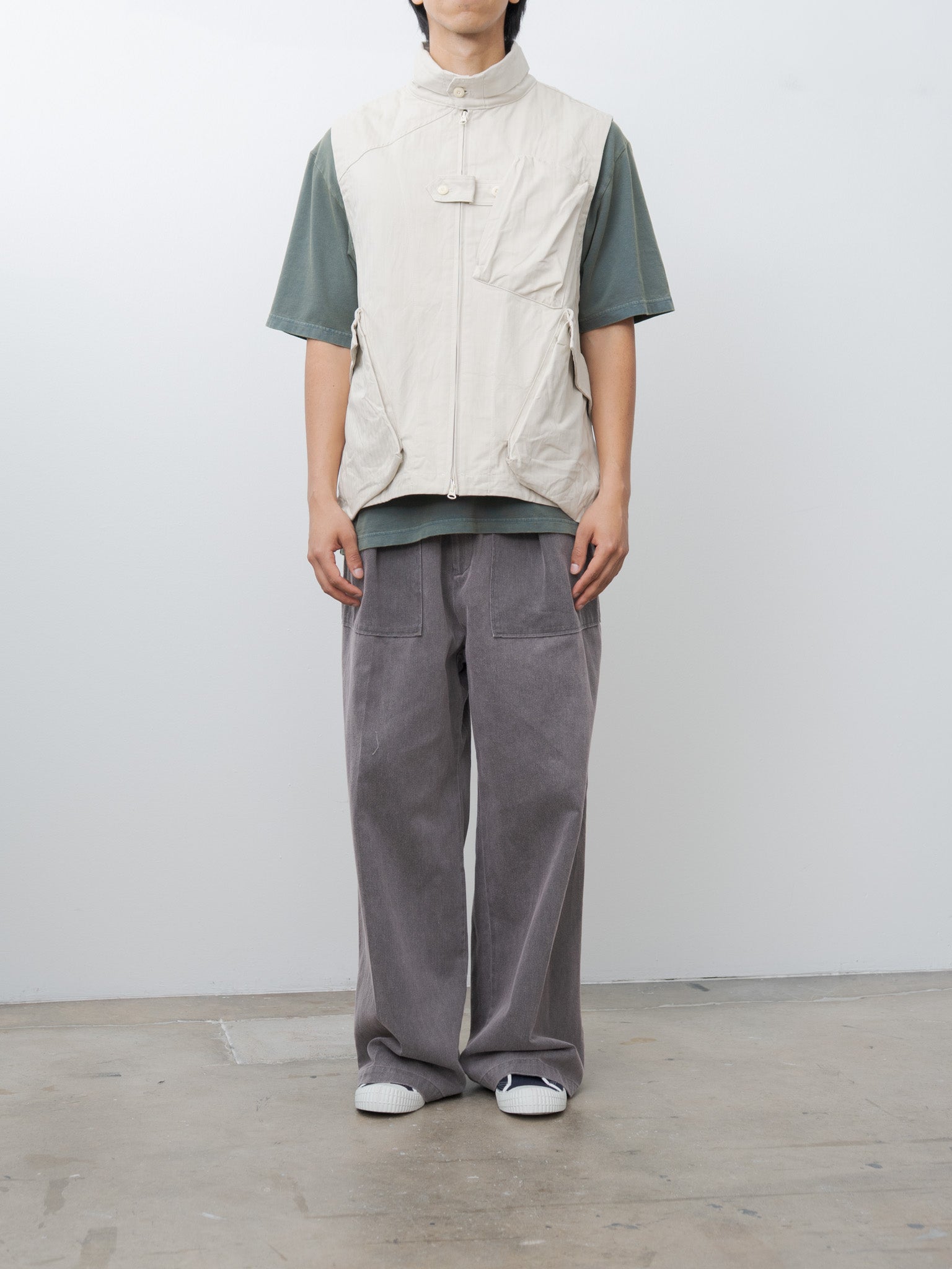 Namu Shop - ts(s) Organic Cotton Herringbone Messenger Vest - Ivory