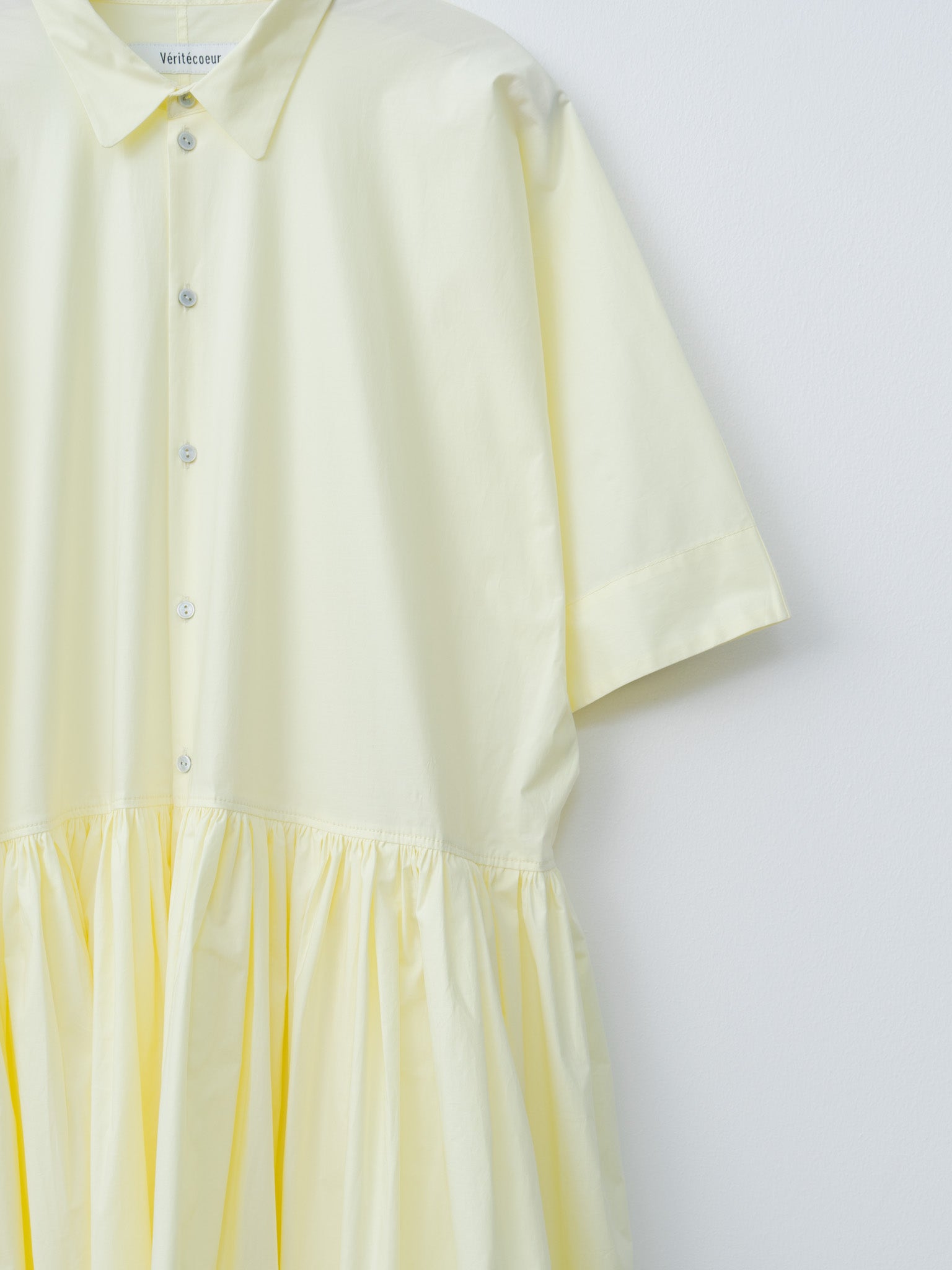 Namu Shop - Veritecoeur Tuck Gathered Dress - Light Yellow