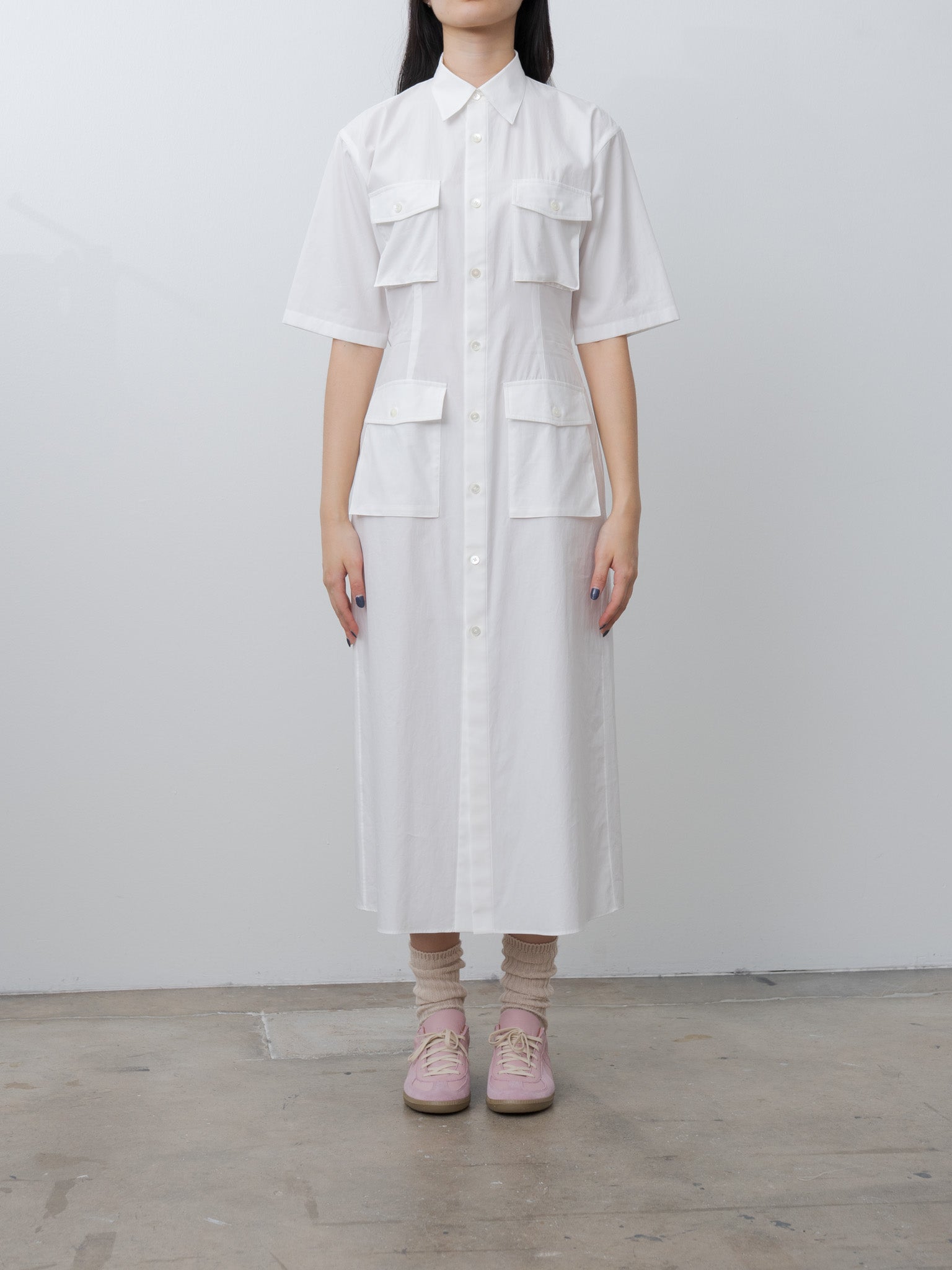 Namu Shop - Auralee Washed Finx Twill Shirt Dress - White