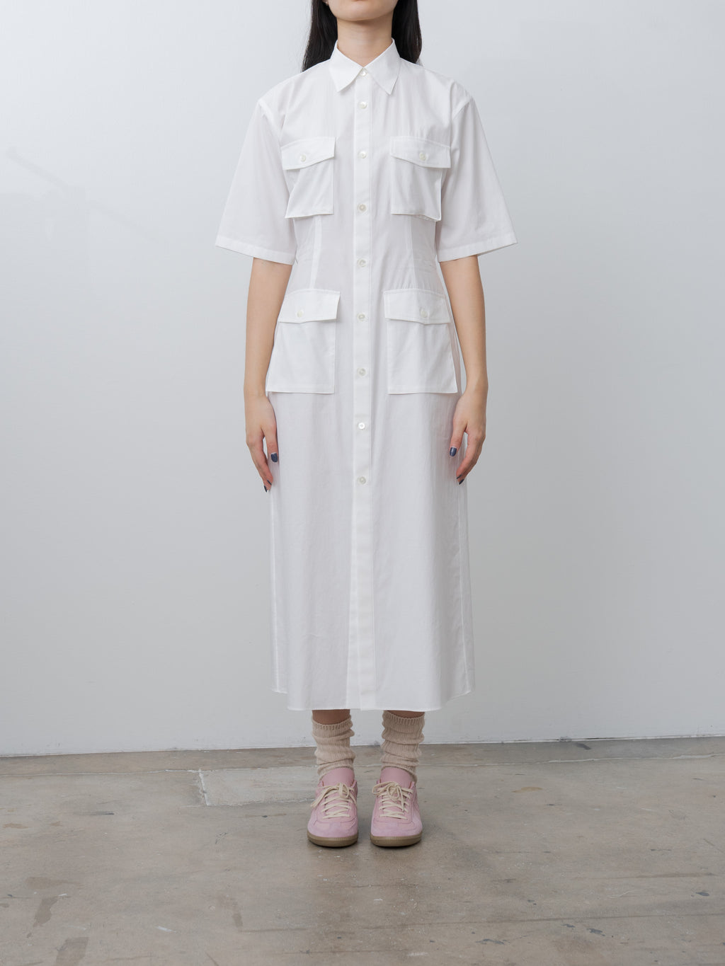 Namu Shop - Auralee Washed Finx Twill Shirt Dress - White