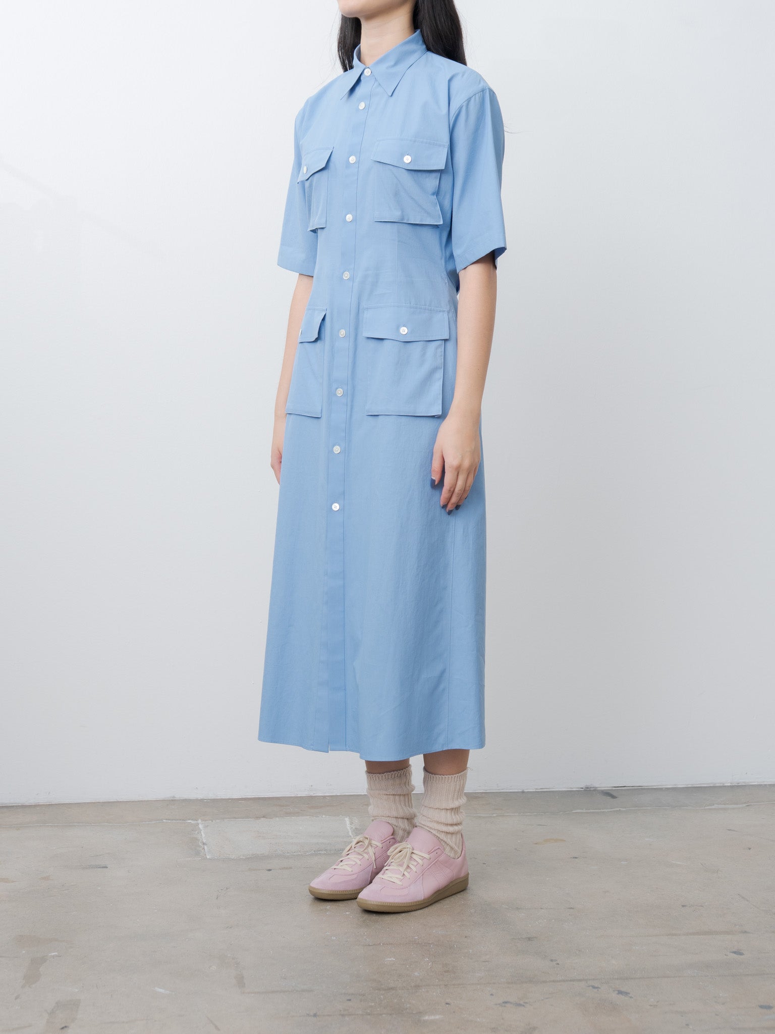 Namu Shop - Auralee Washed Finx Twill Shirt Dress - Blue
