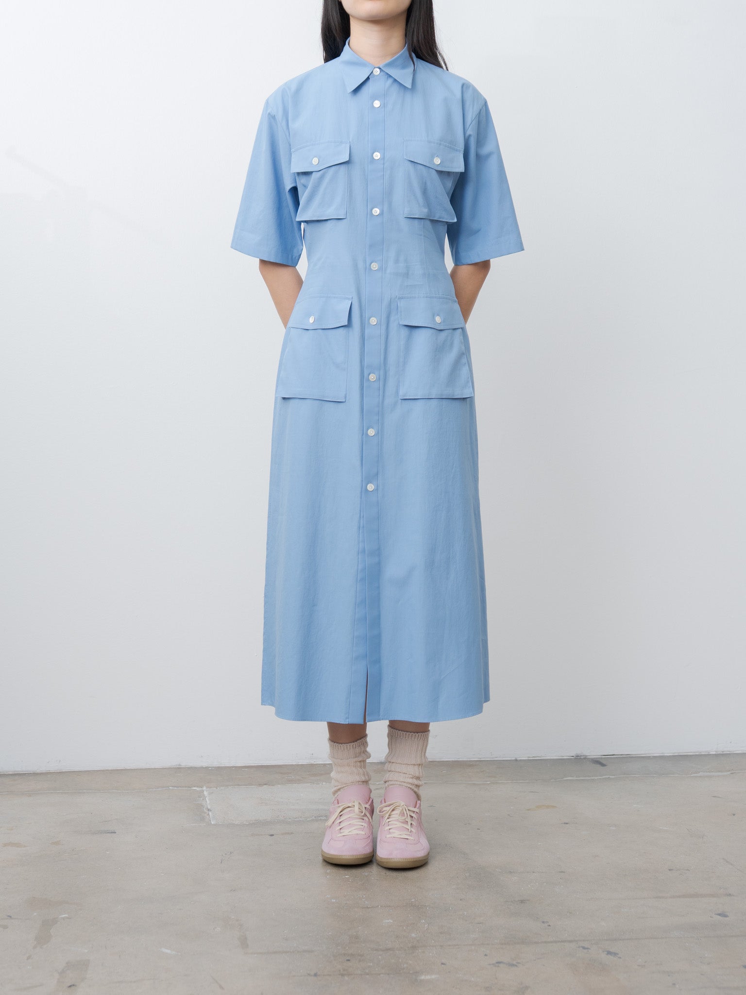 Namu Shop - Auralee Washed Finx Twill Shirt Dress - Blue