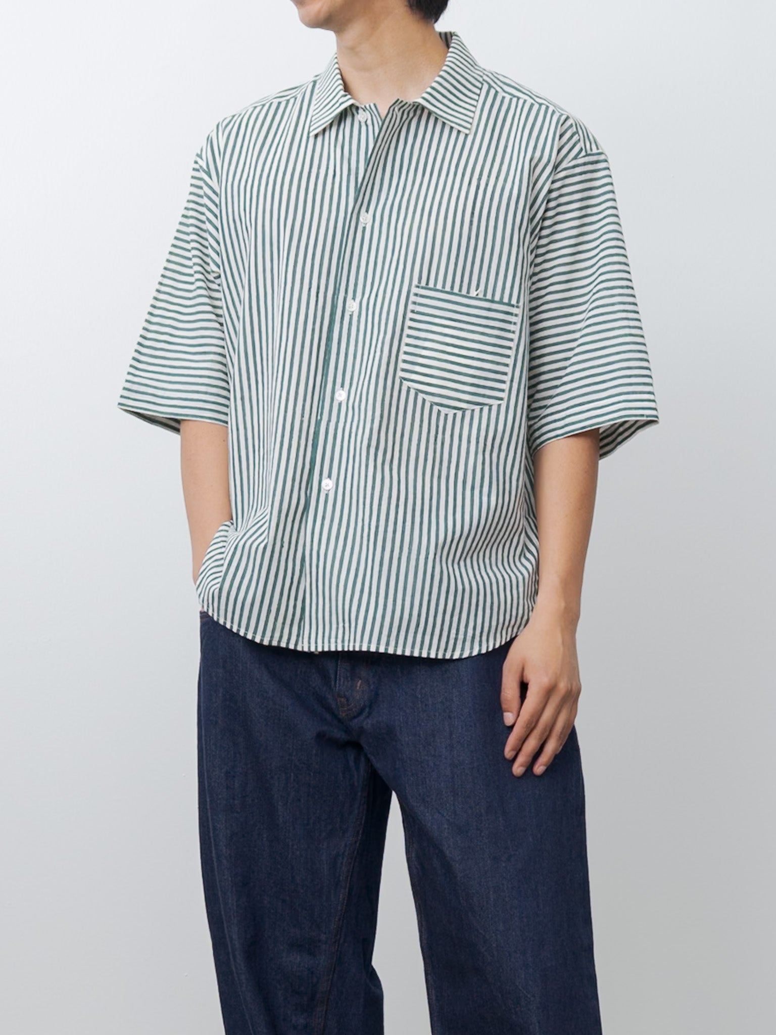 Namu Shop - Jan Machenhauer Fred Shirt - Green Stripe