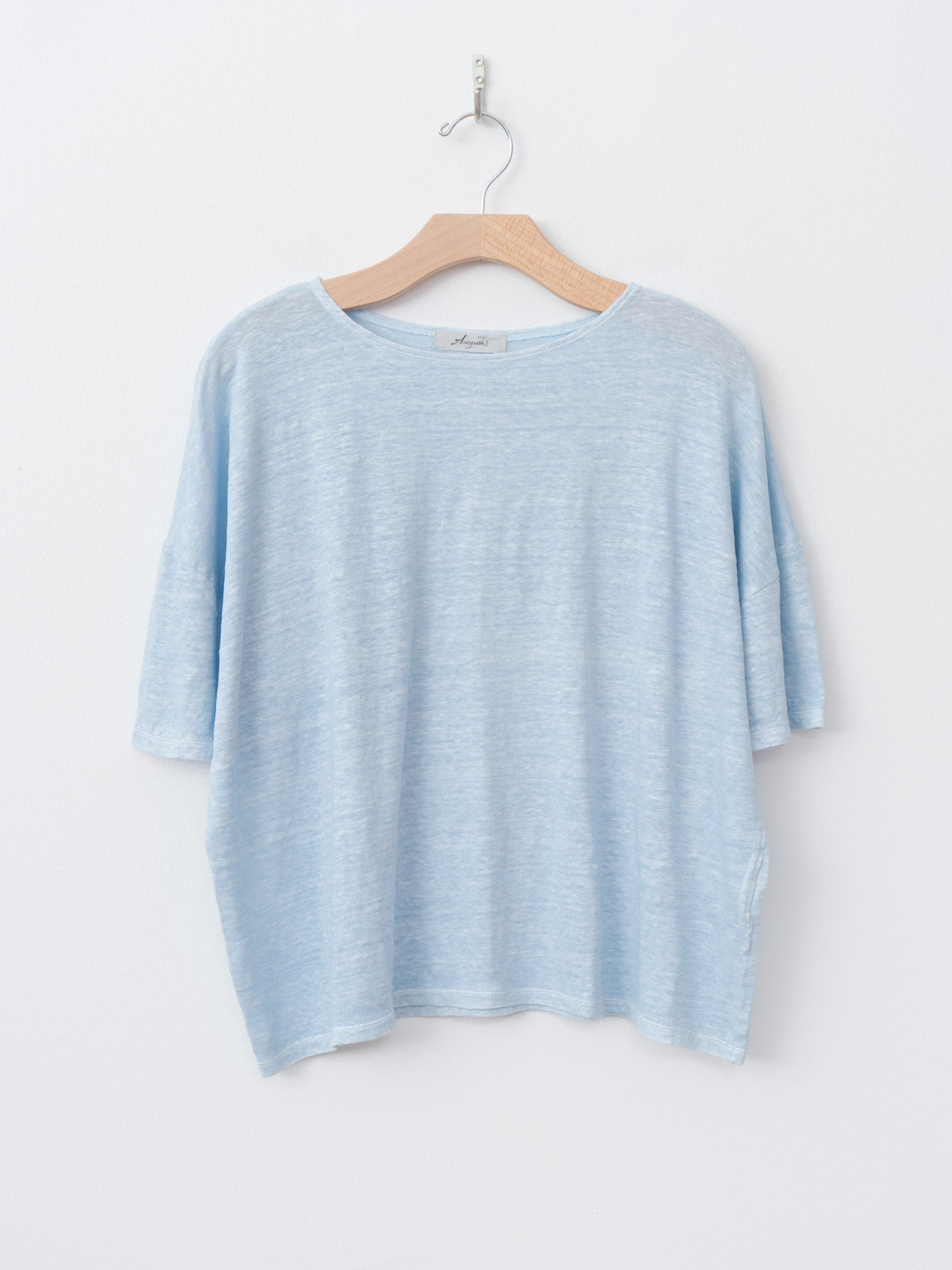 Namu Shop - Ichi Antiquites Natural Hand Dye Indigo Linen Pullover Tee - Light Indigo
