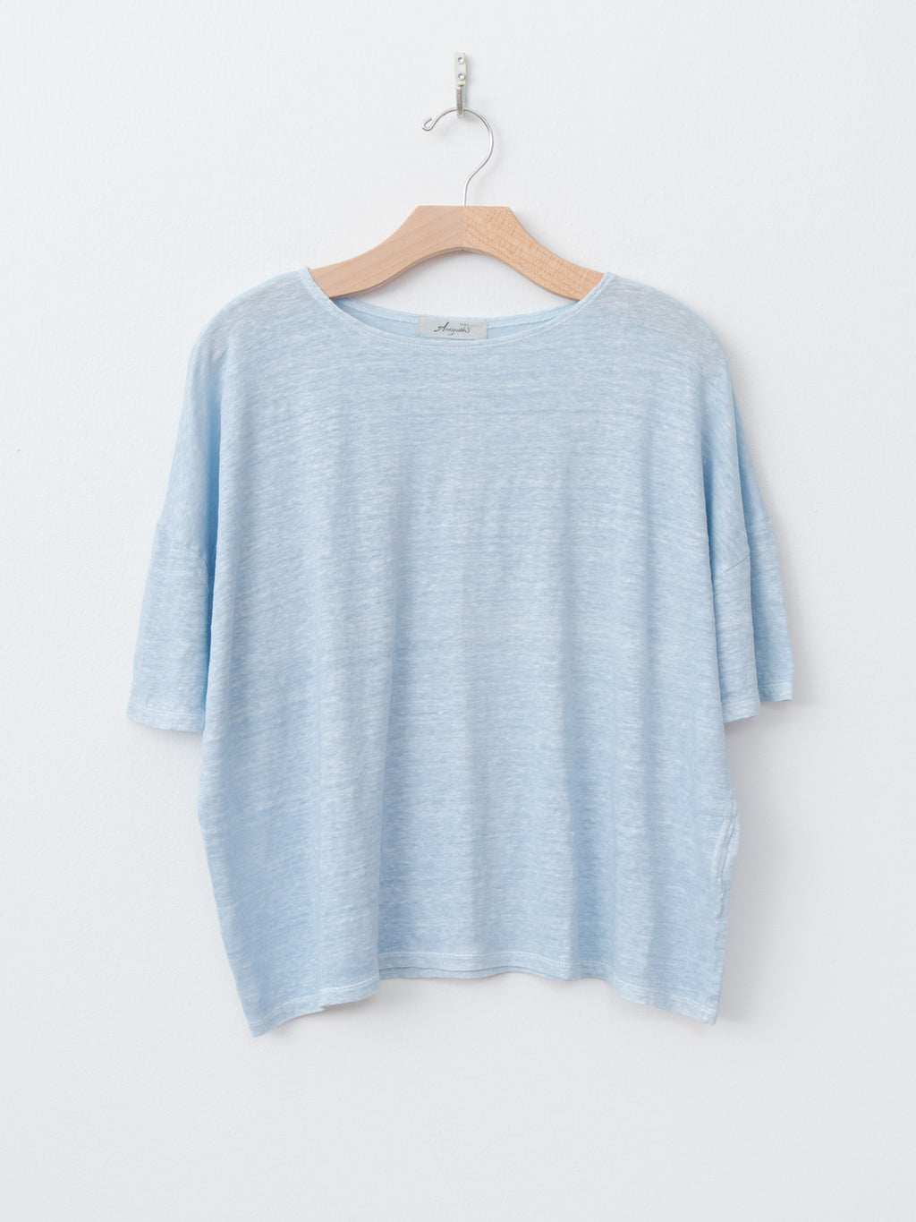 Namu Shop - Ichi Antiquites Natural Hand Dye Indigo Linen Pullover Tee - Light Indigo