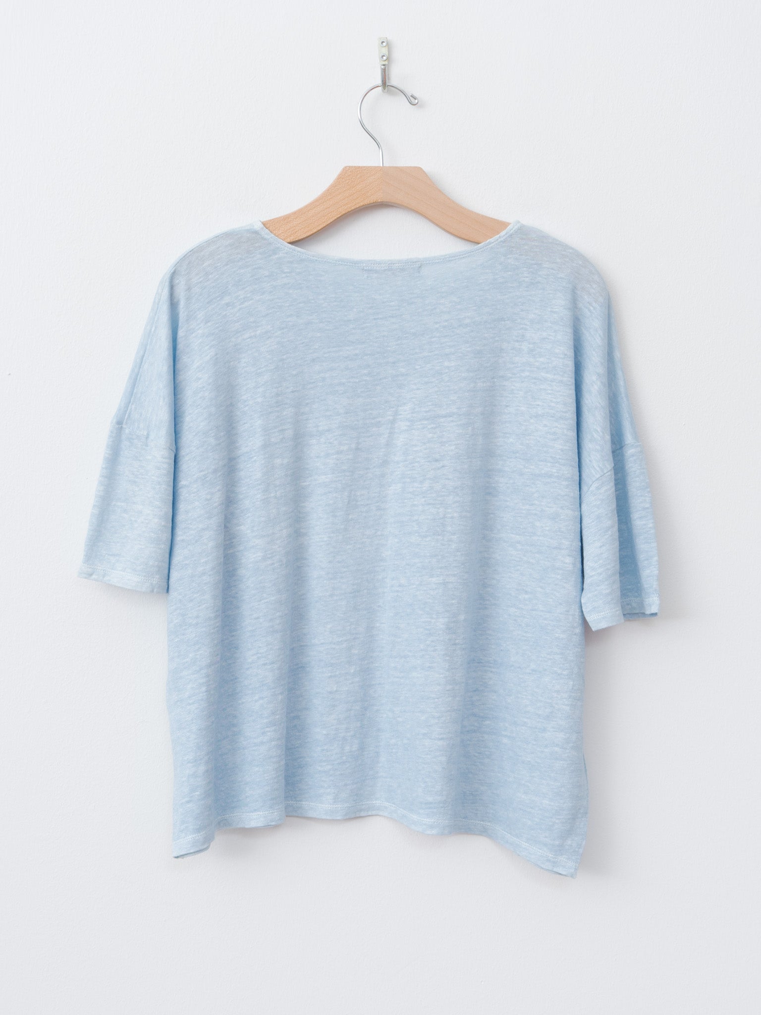 Namu Shop - Ichi Antiquites Natural Hand Dye Indigo Linen Pullover Tee - Light Indigo