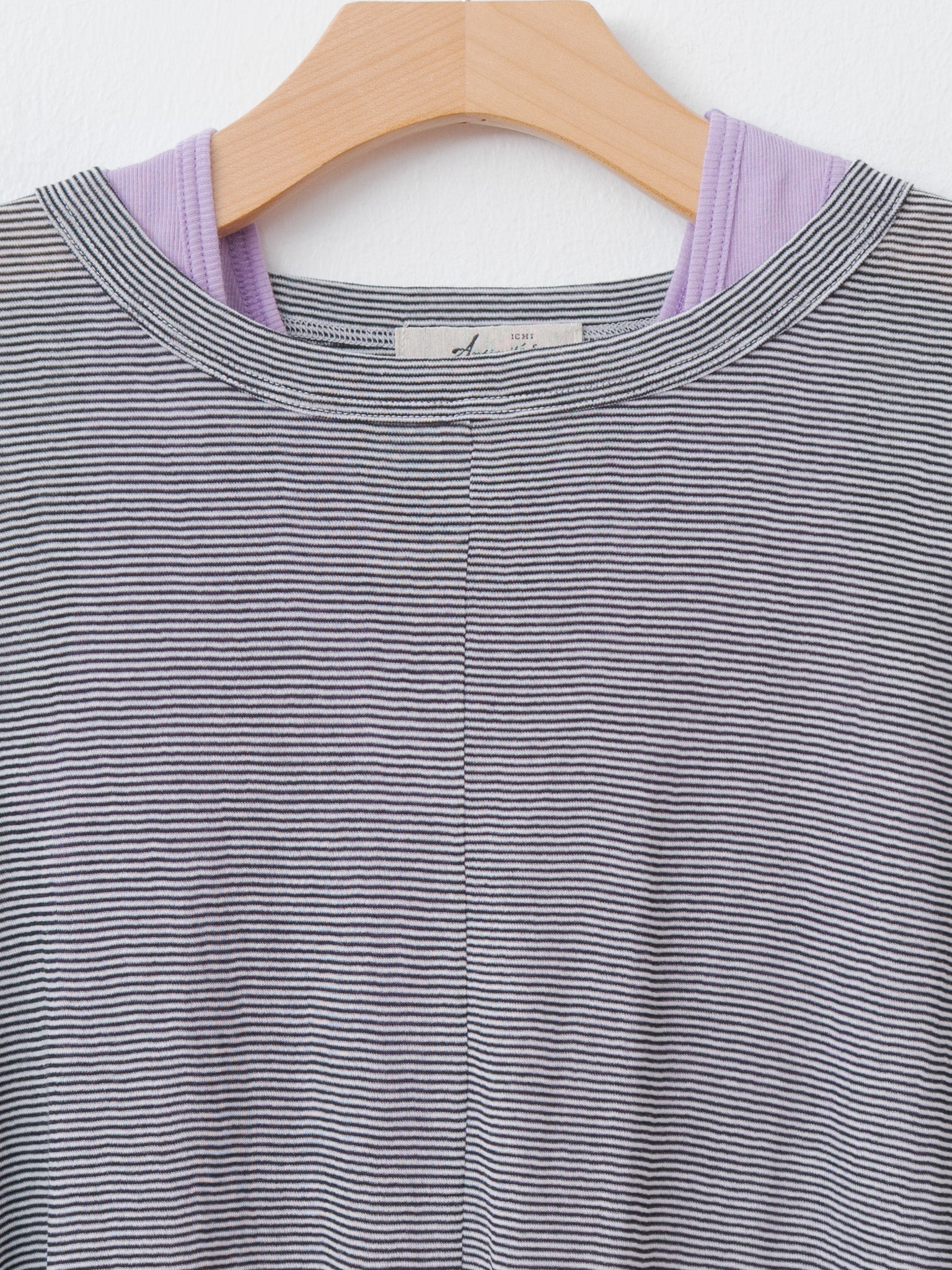Namu Shop - Ichi Antiquites T-Shirt and Tanktop Set - Lavender x Stripe