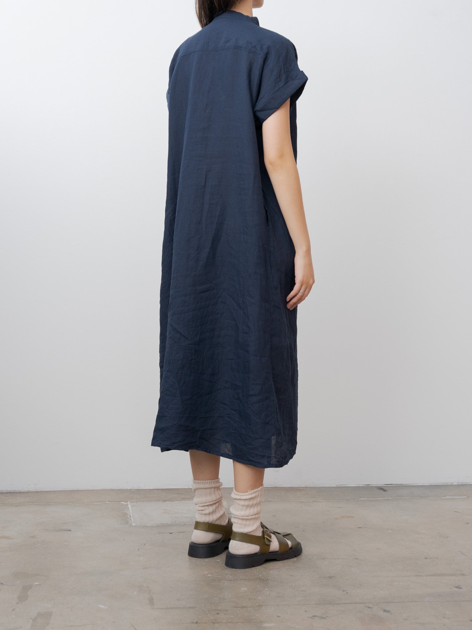 Namu Shop - Ichi Antiquites Linen Dungaree Dress - Navy
