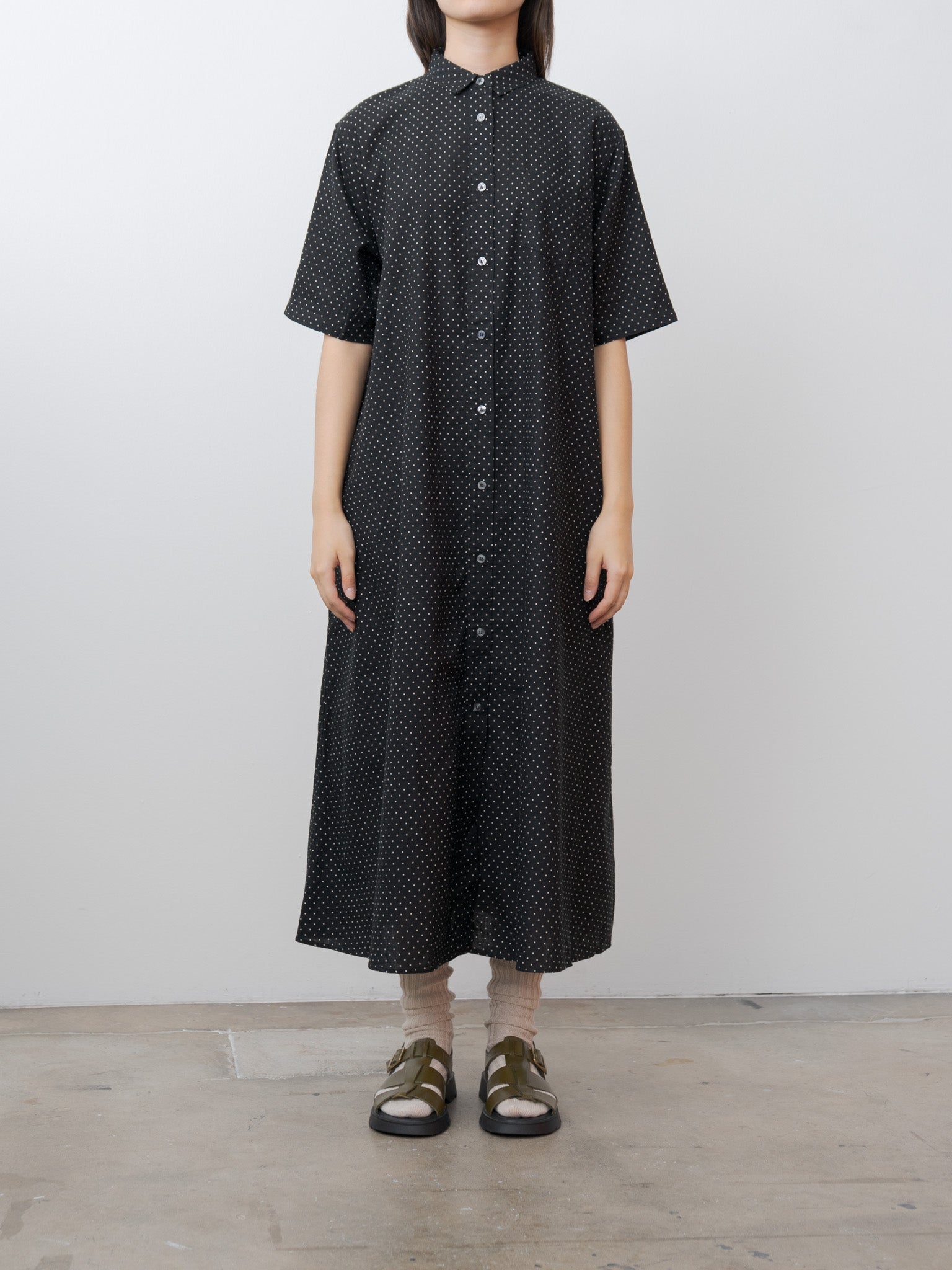 Namu Shop - Ichi Antiquites L/C Dot Dress - Black