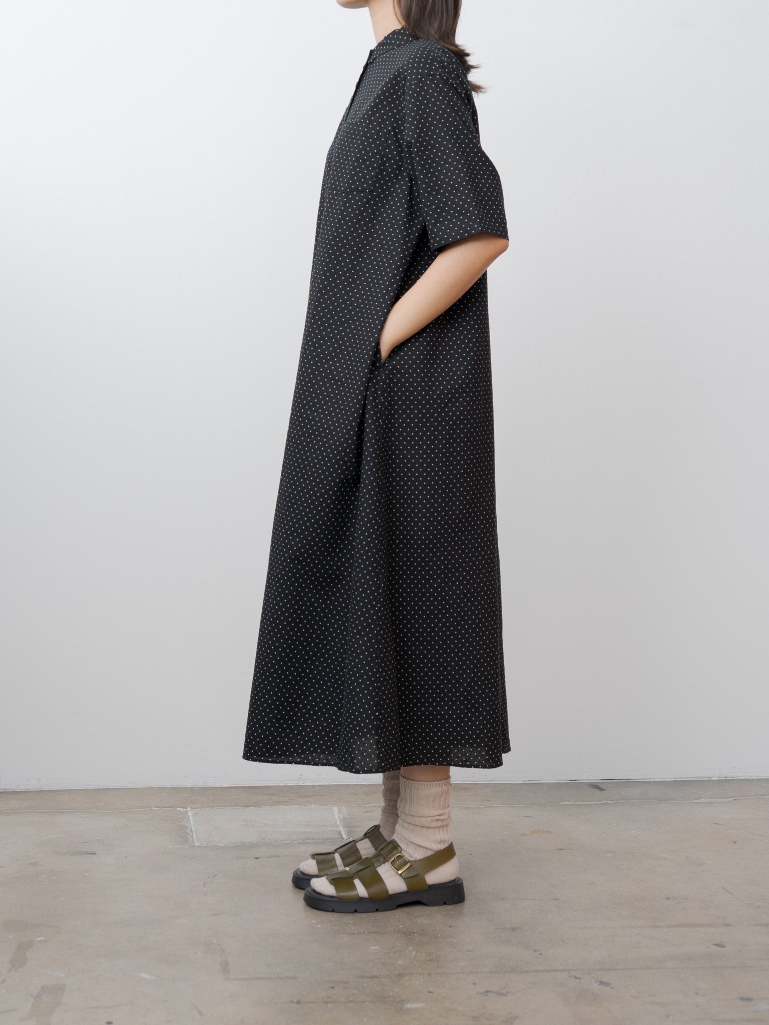 Namu Shop - Ichi Antiquites L/C Dot Dress - Black
