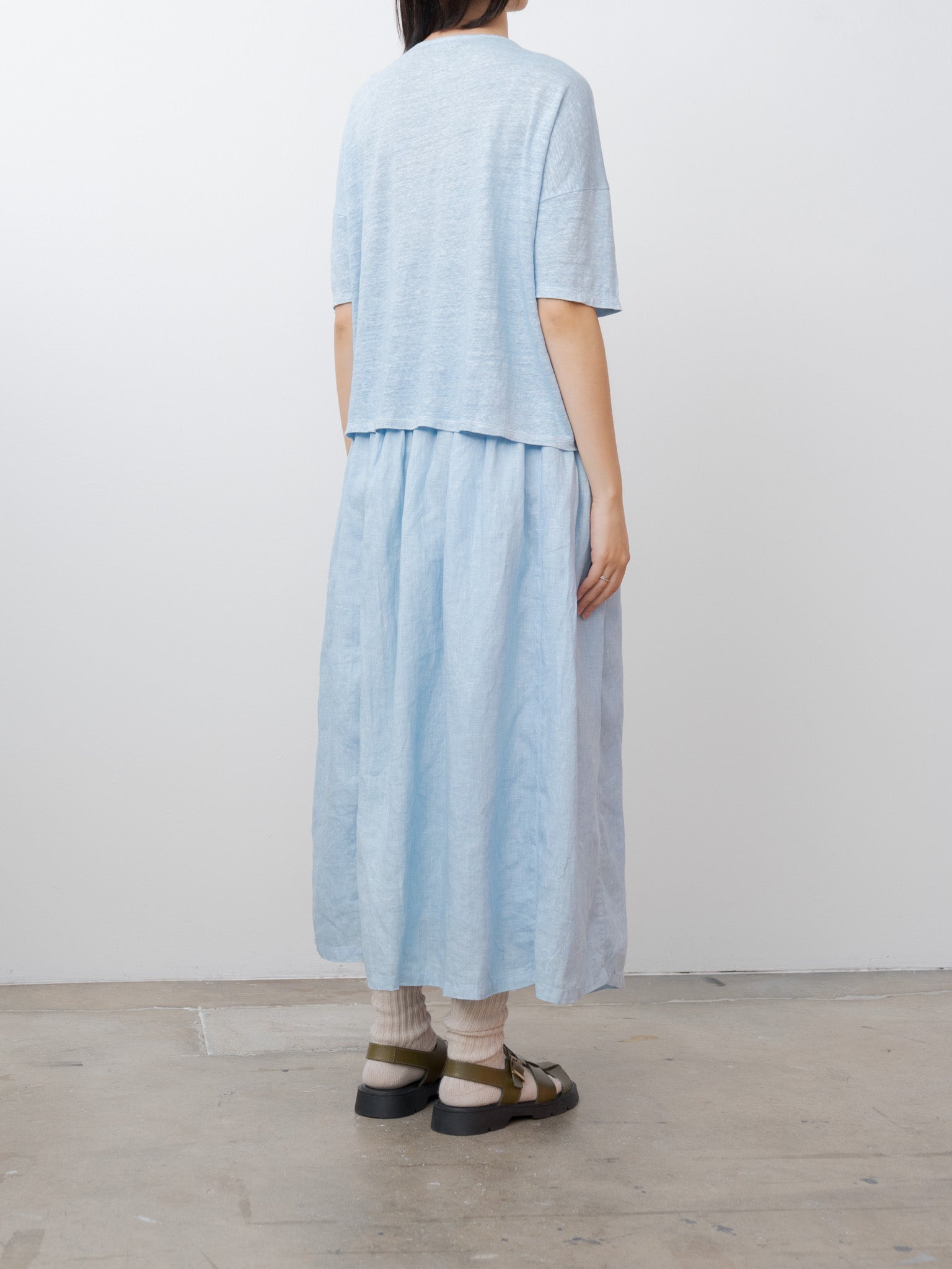 Namu Shop - Ichi Antiquites Natural Hand Dye Indigo Linen Skirt - Light Indigo
