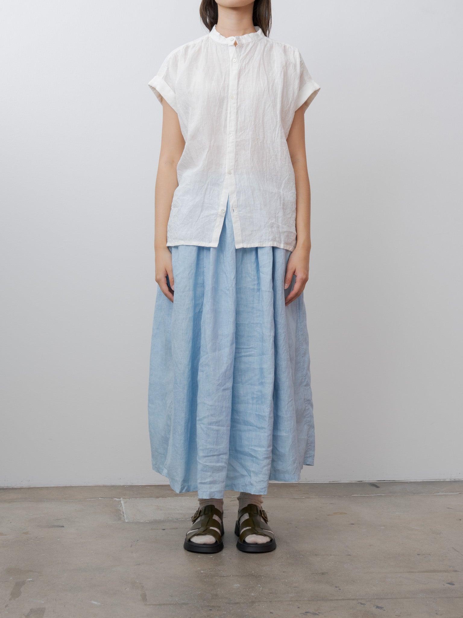 Namu Shop - Ichi Antiquites Linen Dungaree Blouse - White