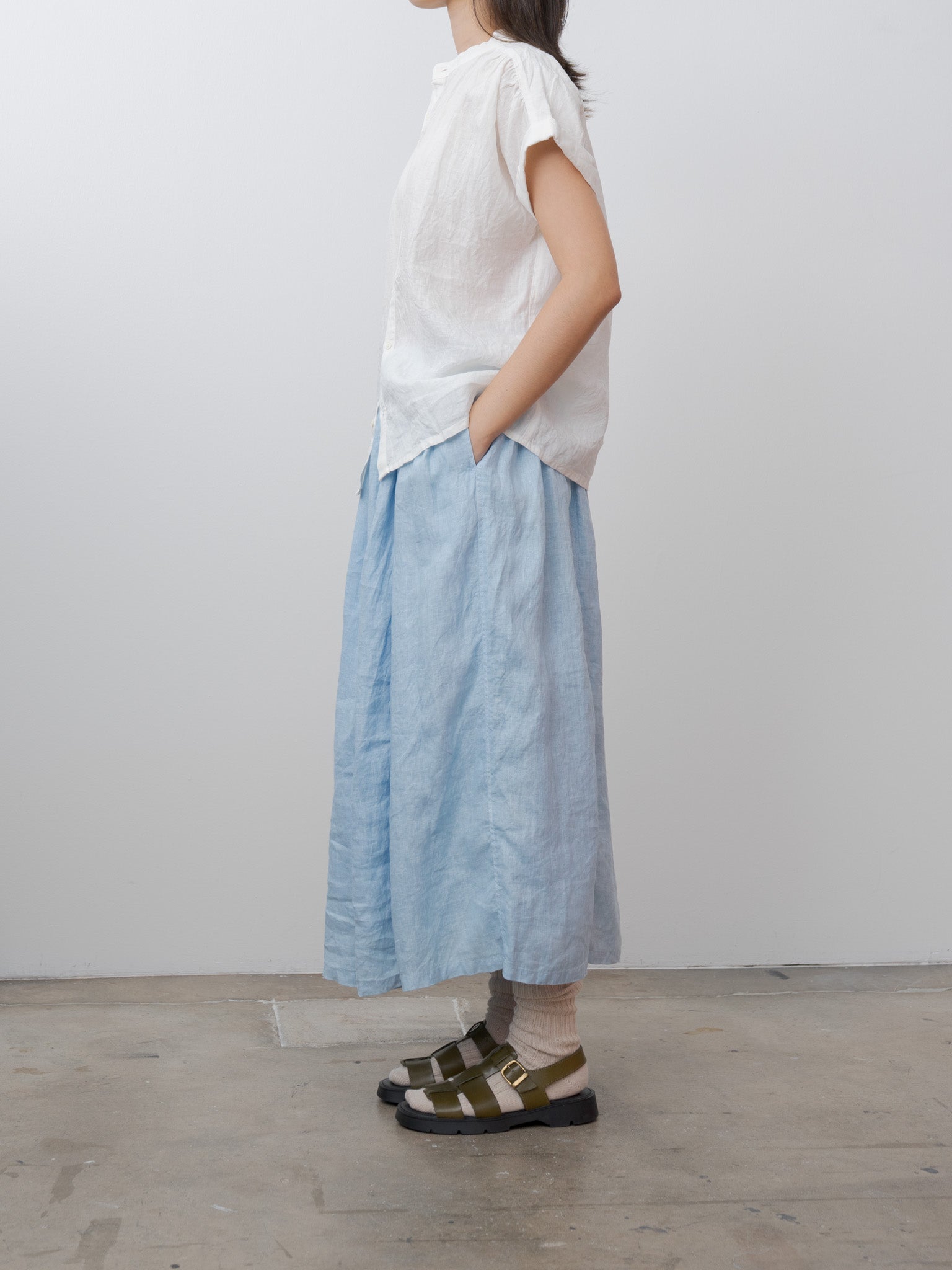 Namu Shop - Ichi Antiquites Linen Dungaree Blouse - White