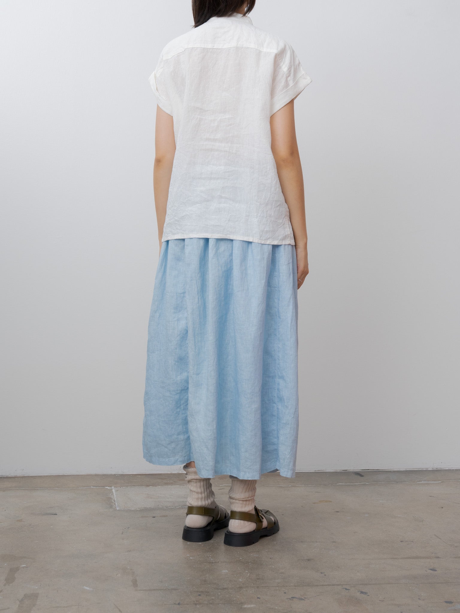 Namu Shop - Ichi Antiquites Linen Dungaree Blouse - White
