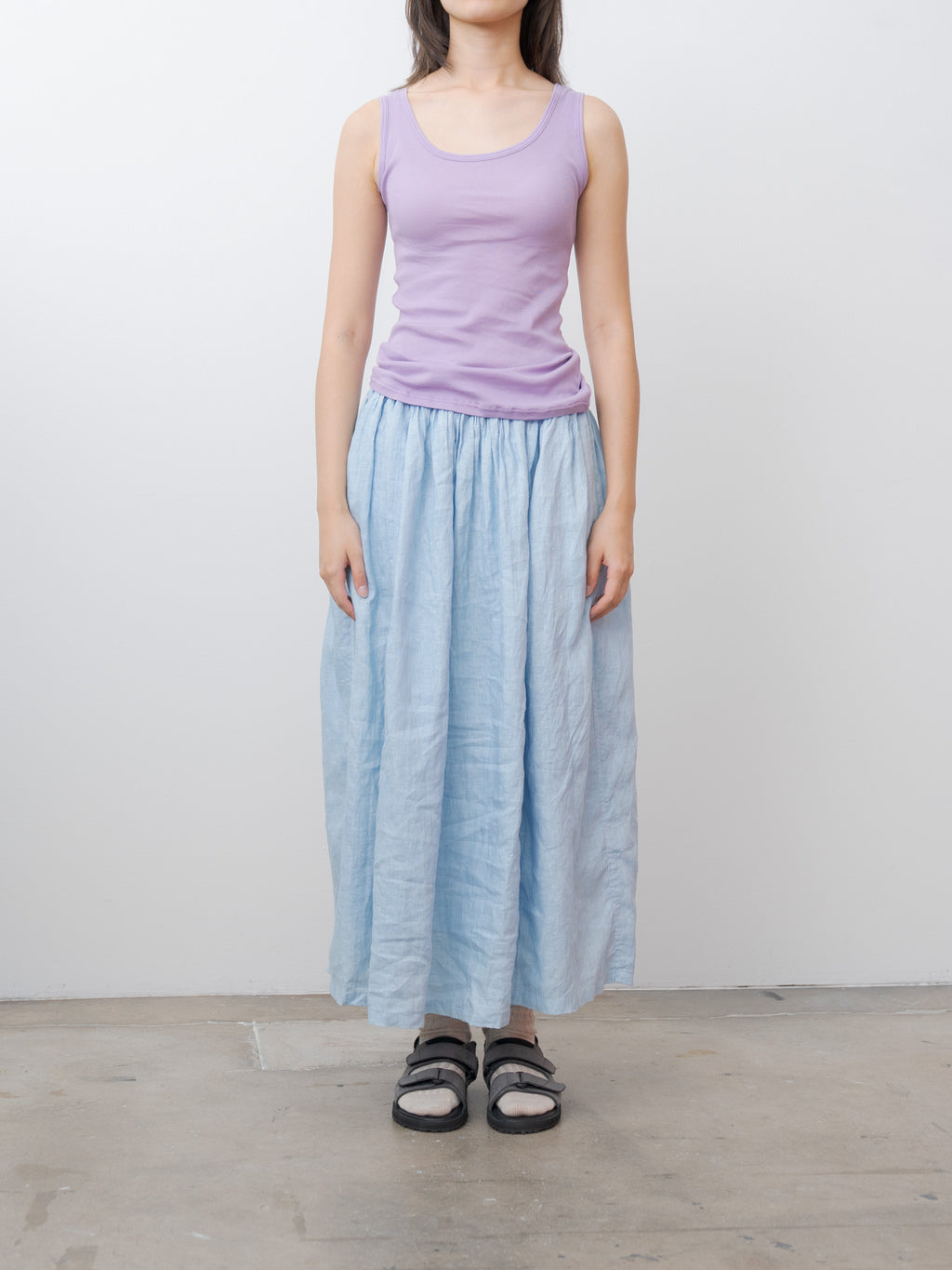 Namu Shop - Ichi Antiquites T-Shirt and Tanktop Set - Lavender x Stripe