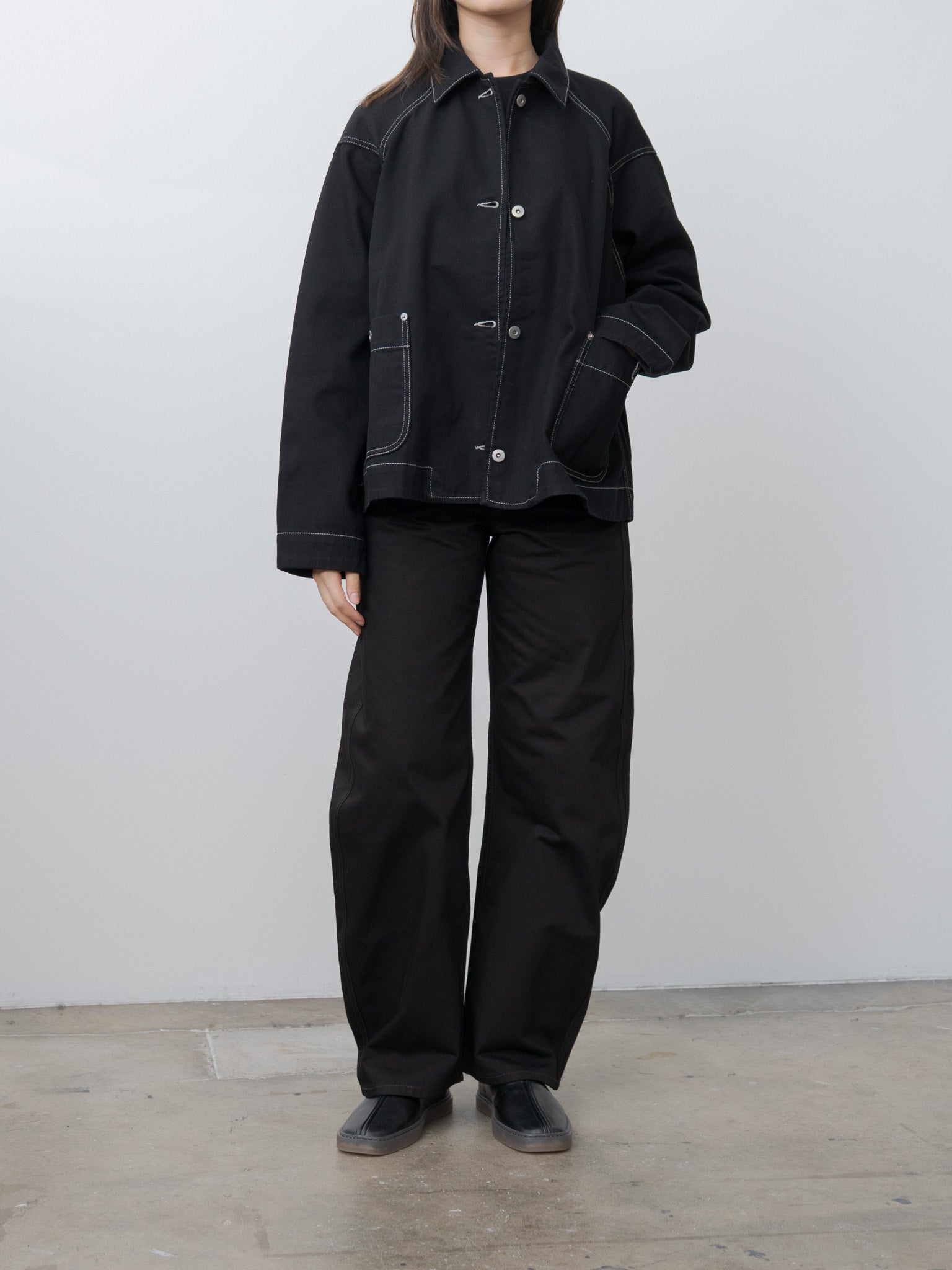Namu Shop - Lemaire High Waisted Curved Pants - Black
