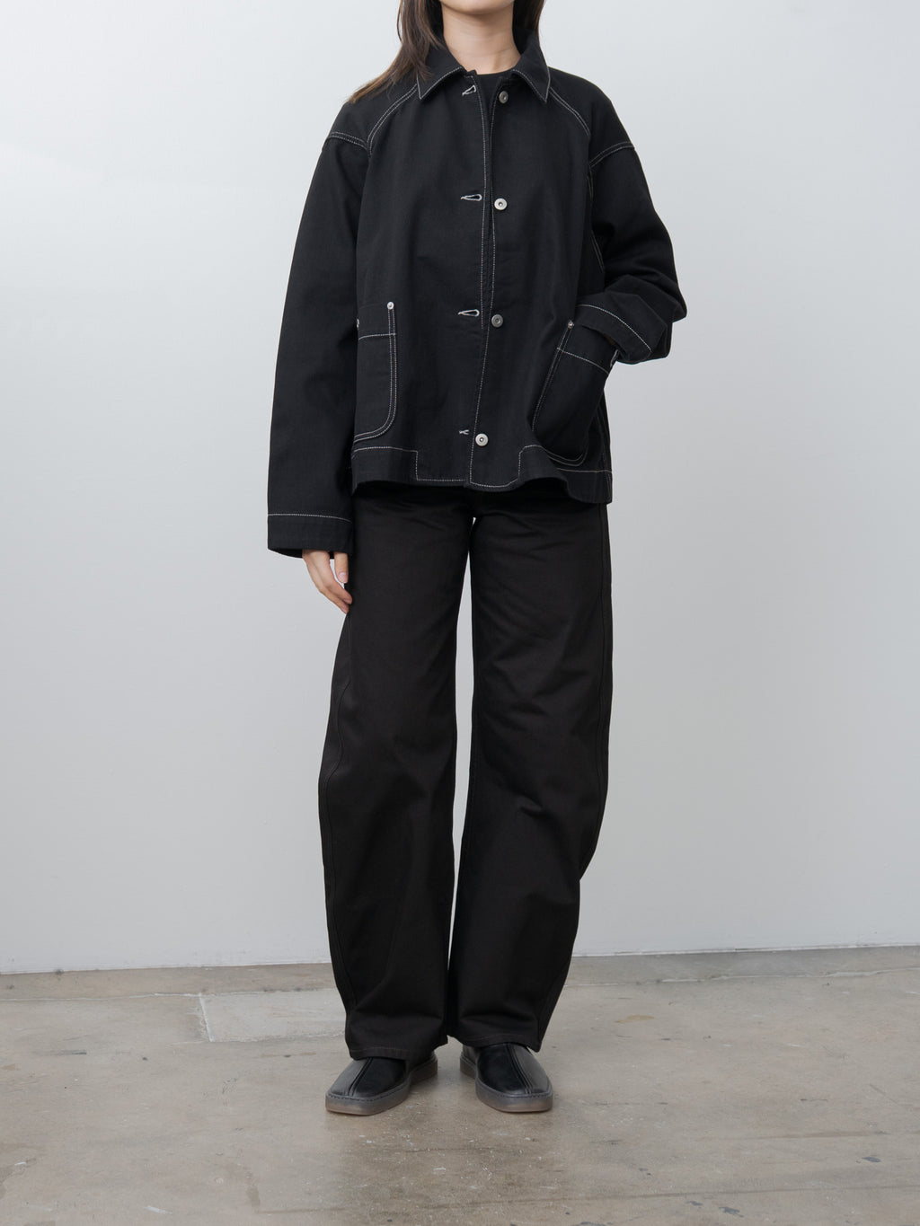 Namu Shop - Lemaire High Waisted Curved Pants - Black