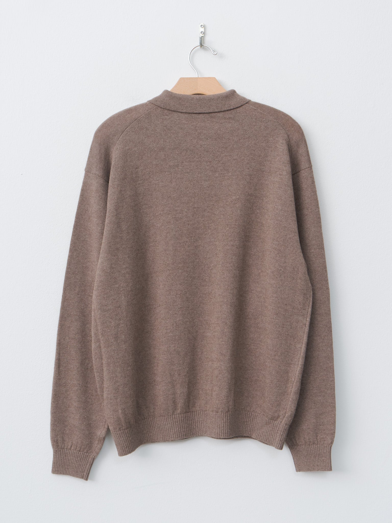 Namu Shop - Aton Linen Wool Brushed Zip Up Polo Sweater - Camel